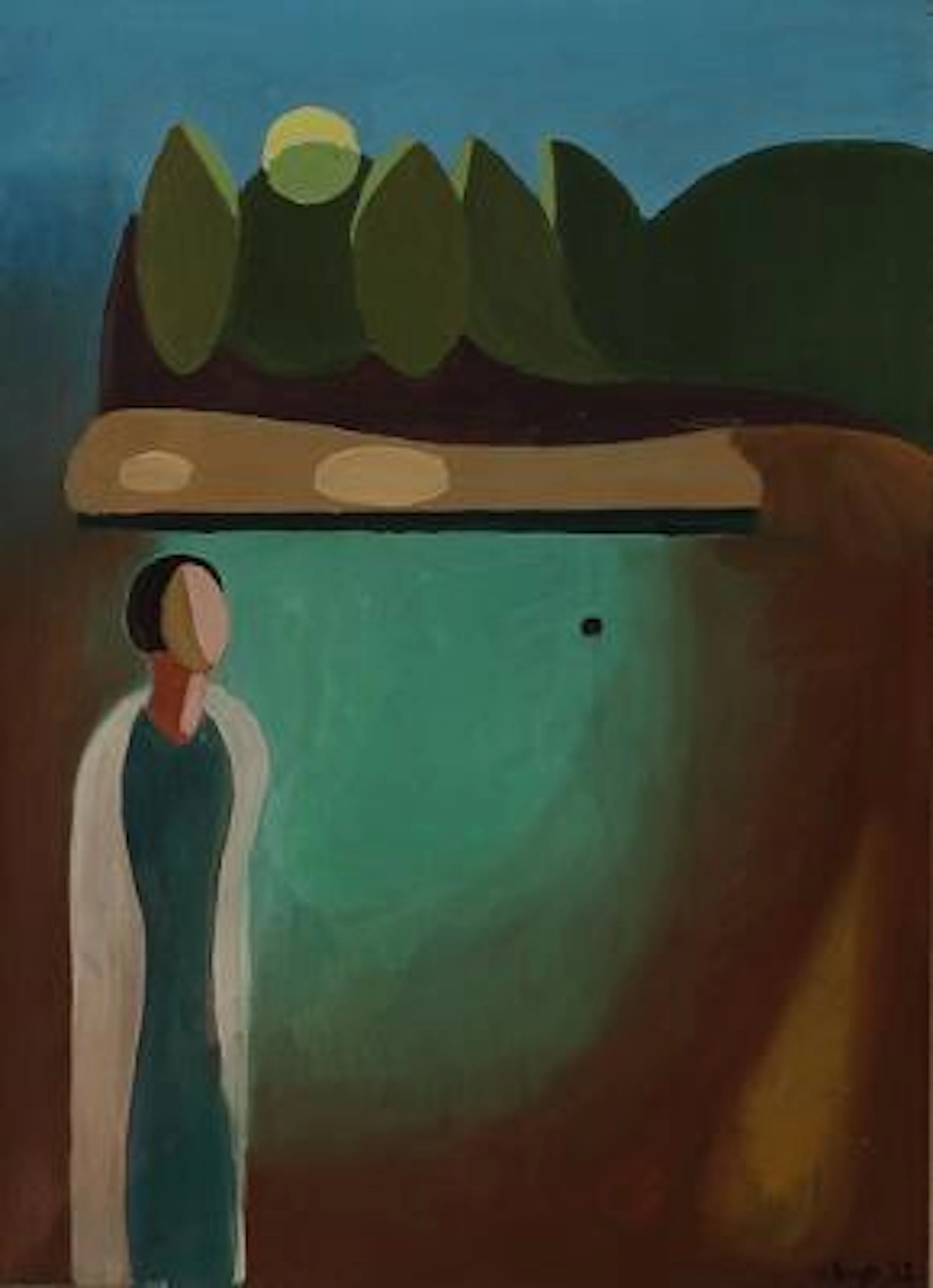 Vilhelm Bjerke-Petersen: Surrealistic landscape with figure, 1932.