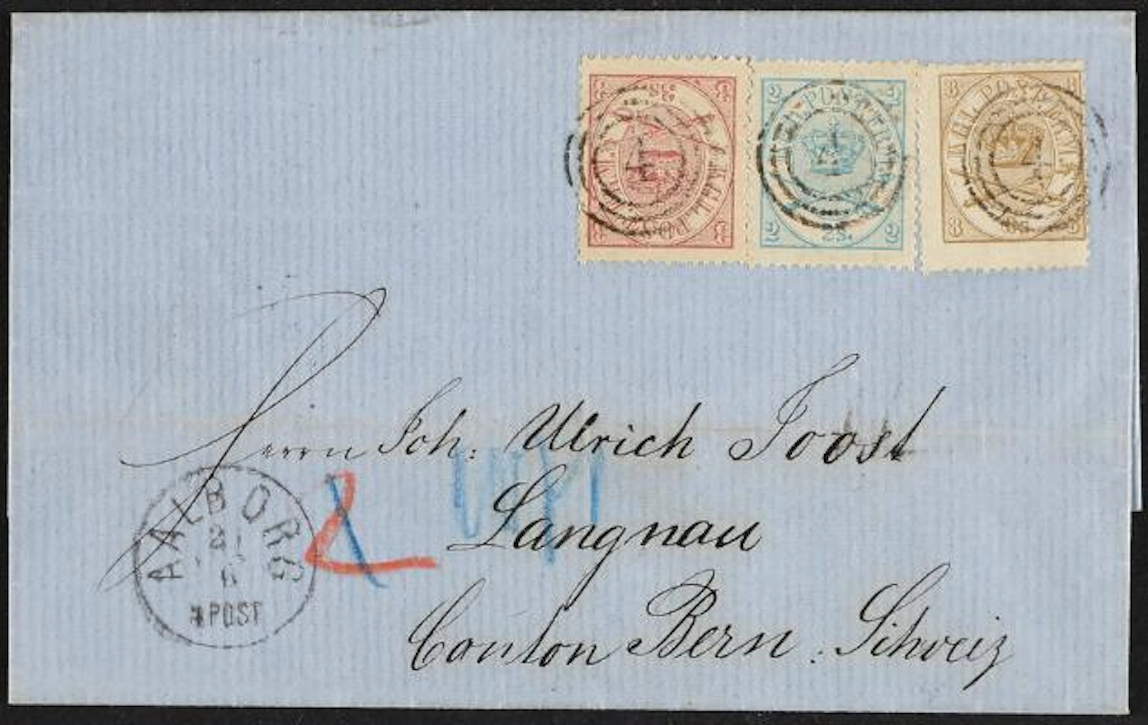 1864. 2 sk. 6.print, 3 sk. 3.print and 8 sk. 2.print on beautiful