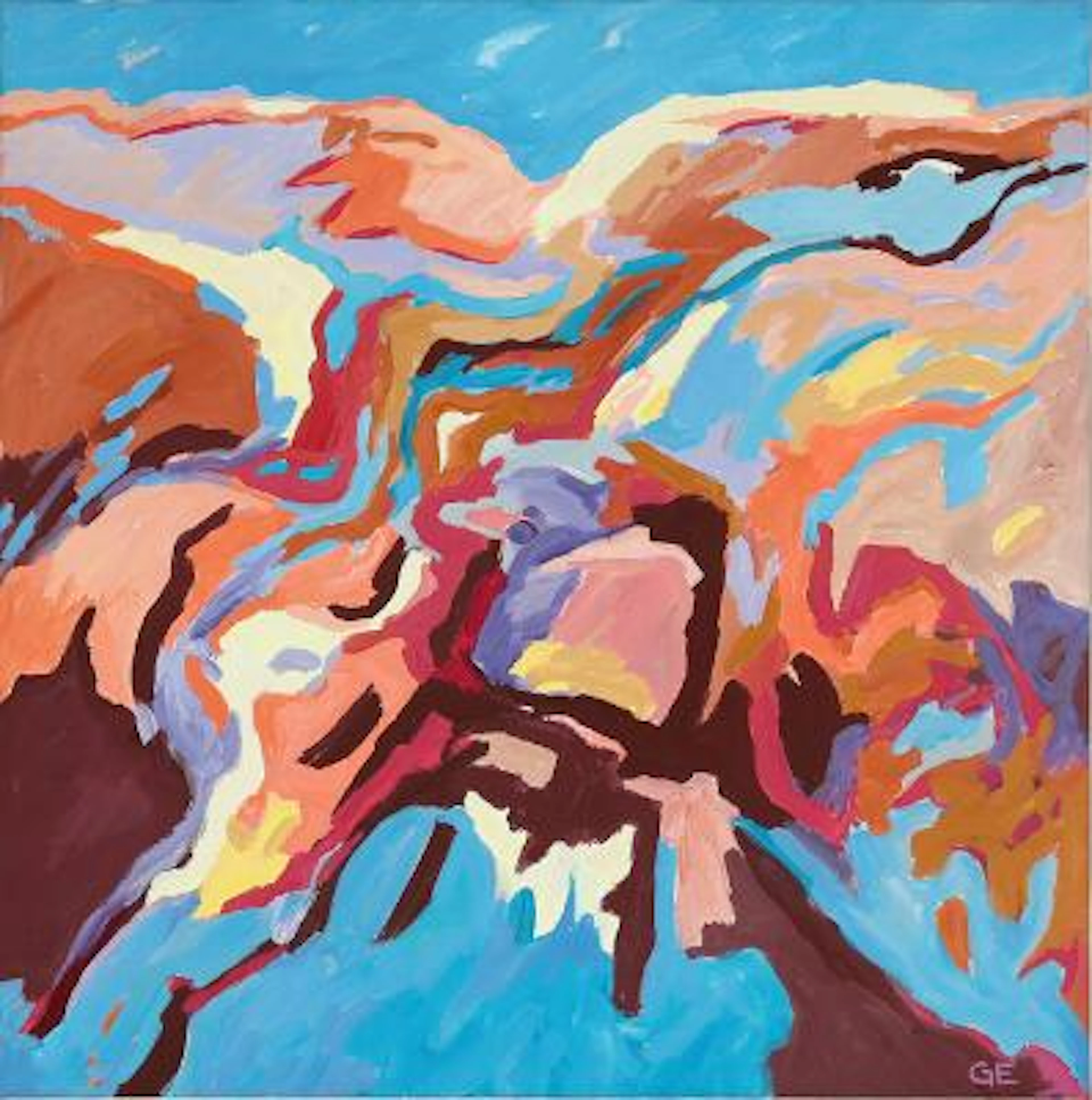 Gorm Eriksen: "Jord", 1987. Signed GE. Oil on canvas, 100 × 100 cm.