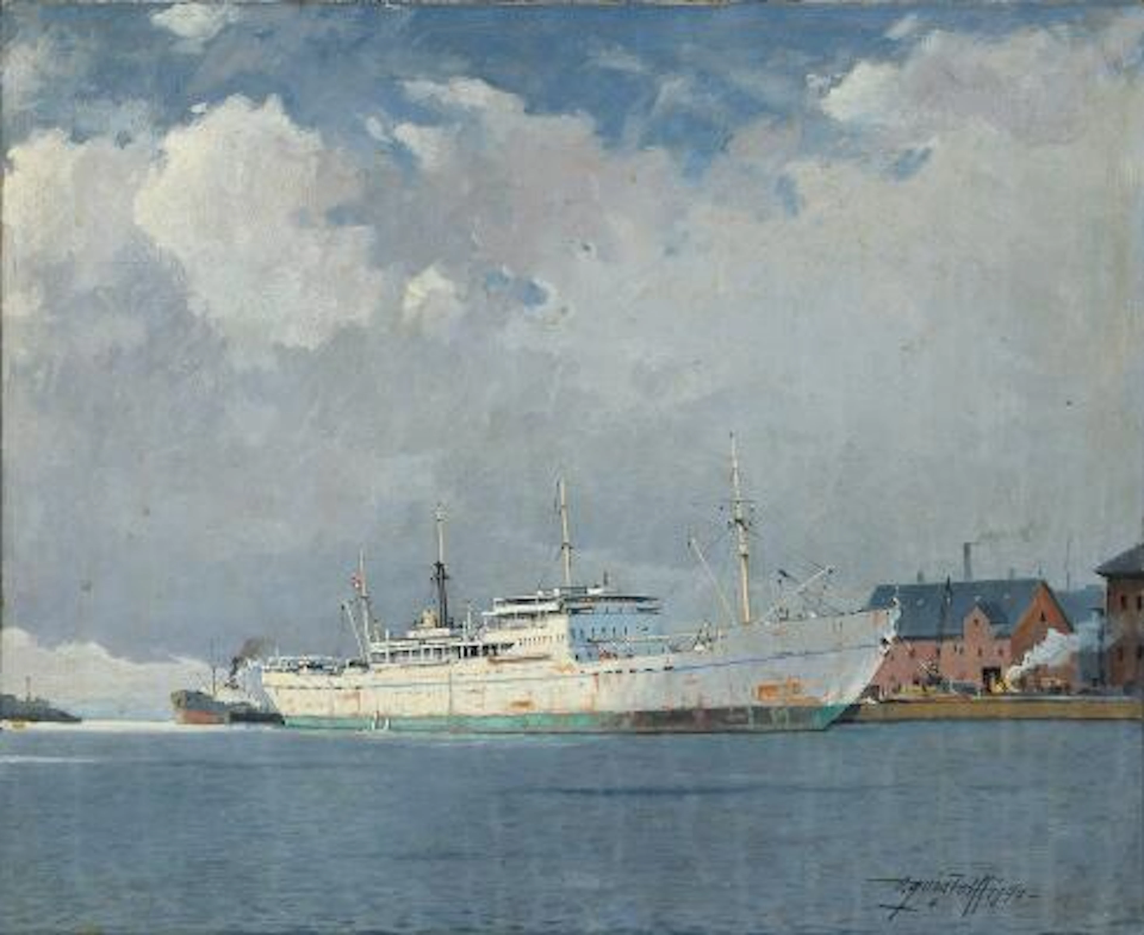 Victor Qvistorff: "Jutlandia". Signed V. Qvistorff 1947. Oil on cardboard.