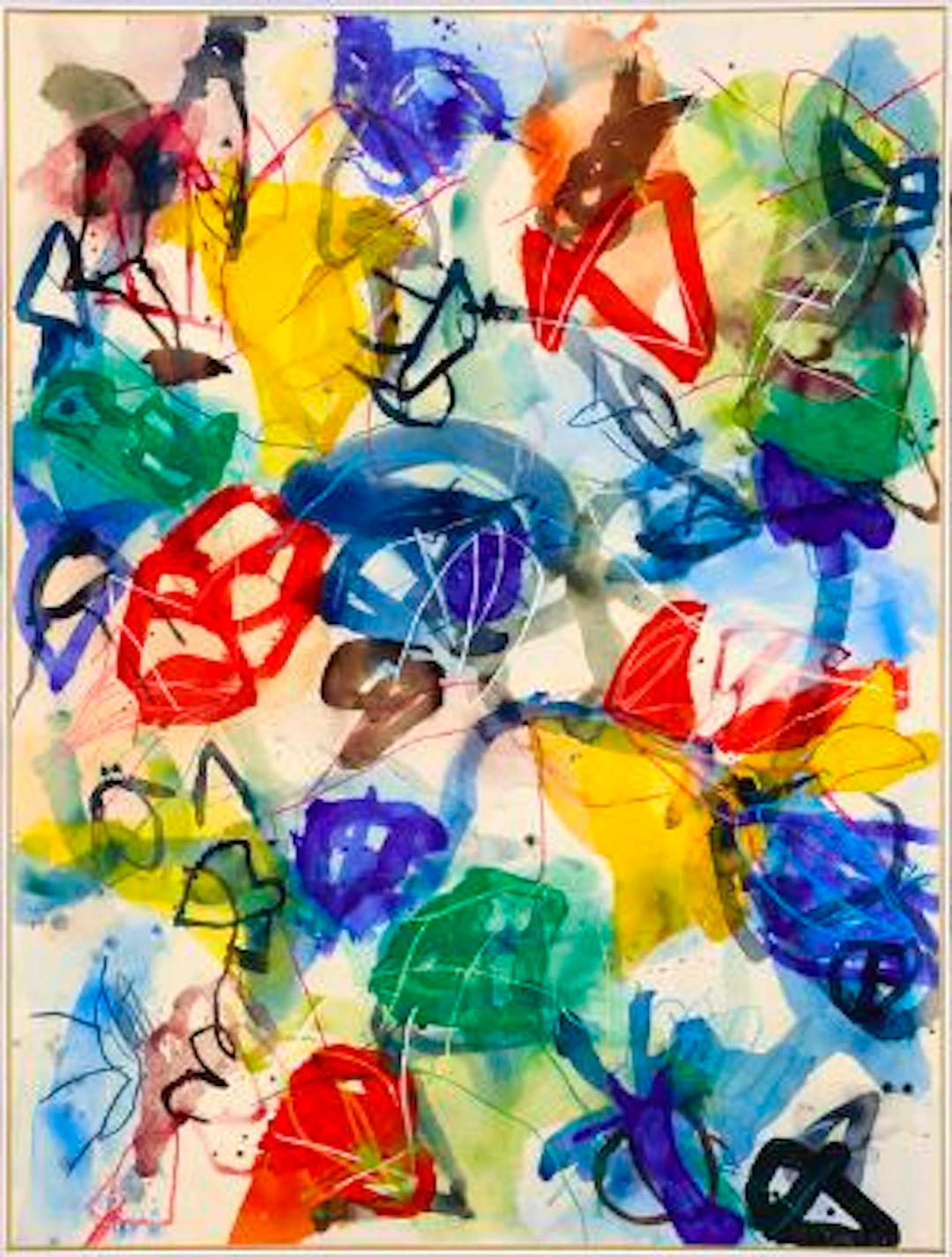Jan Voss: Untitled, 1983. Signed Voss 83. Acrylic on paper laid down