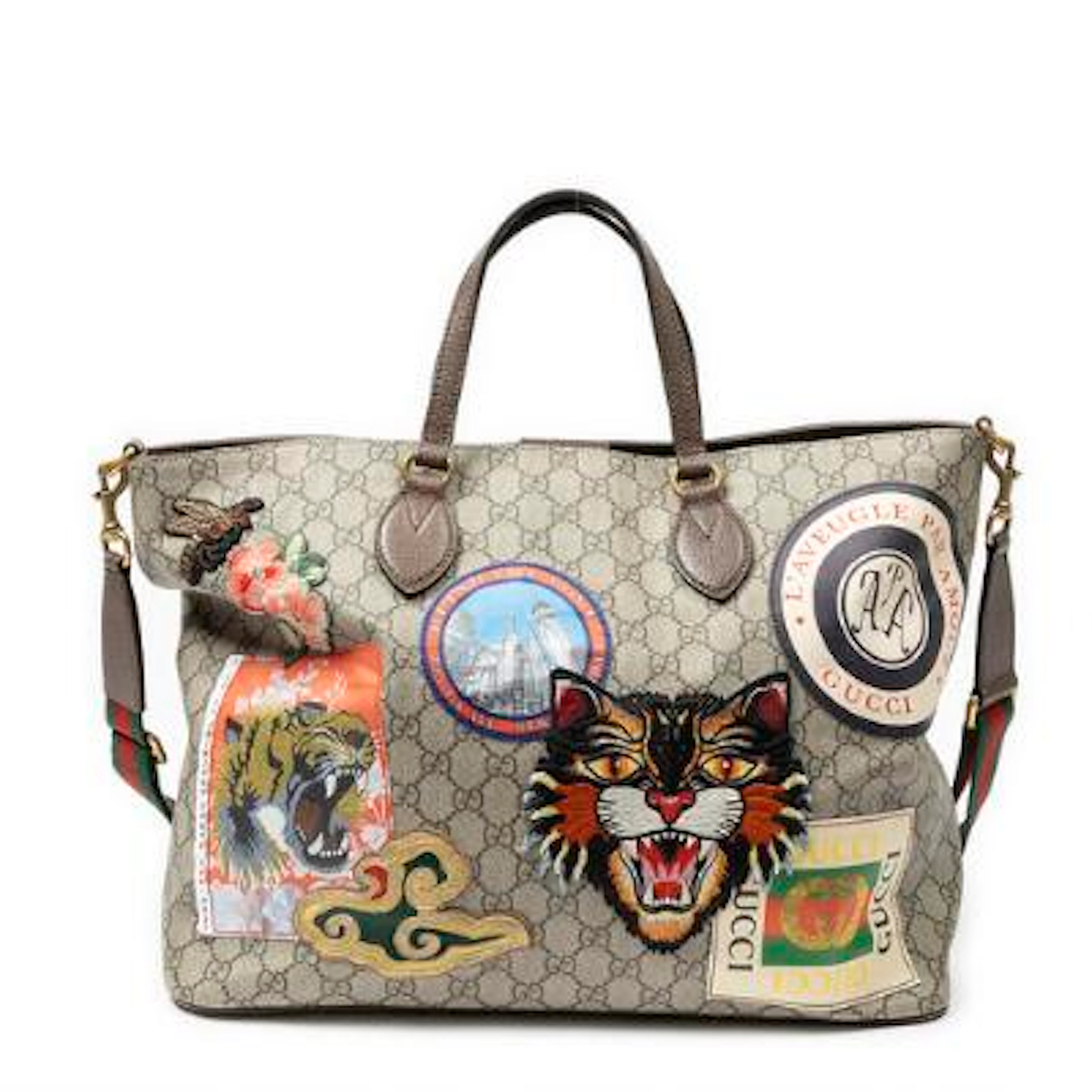 Gucci: A "Courrier Soft Tote" bag of brown monogram coated canvas
