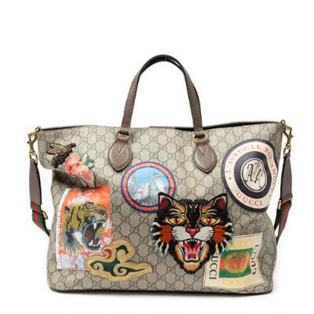 Gucci: A "Courrier Soft Tote" bag of brown monogram coated canvas