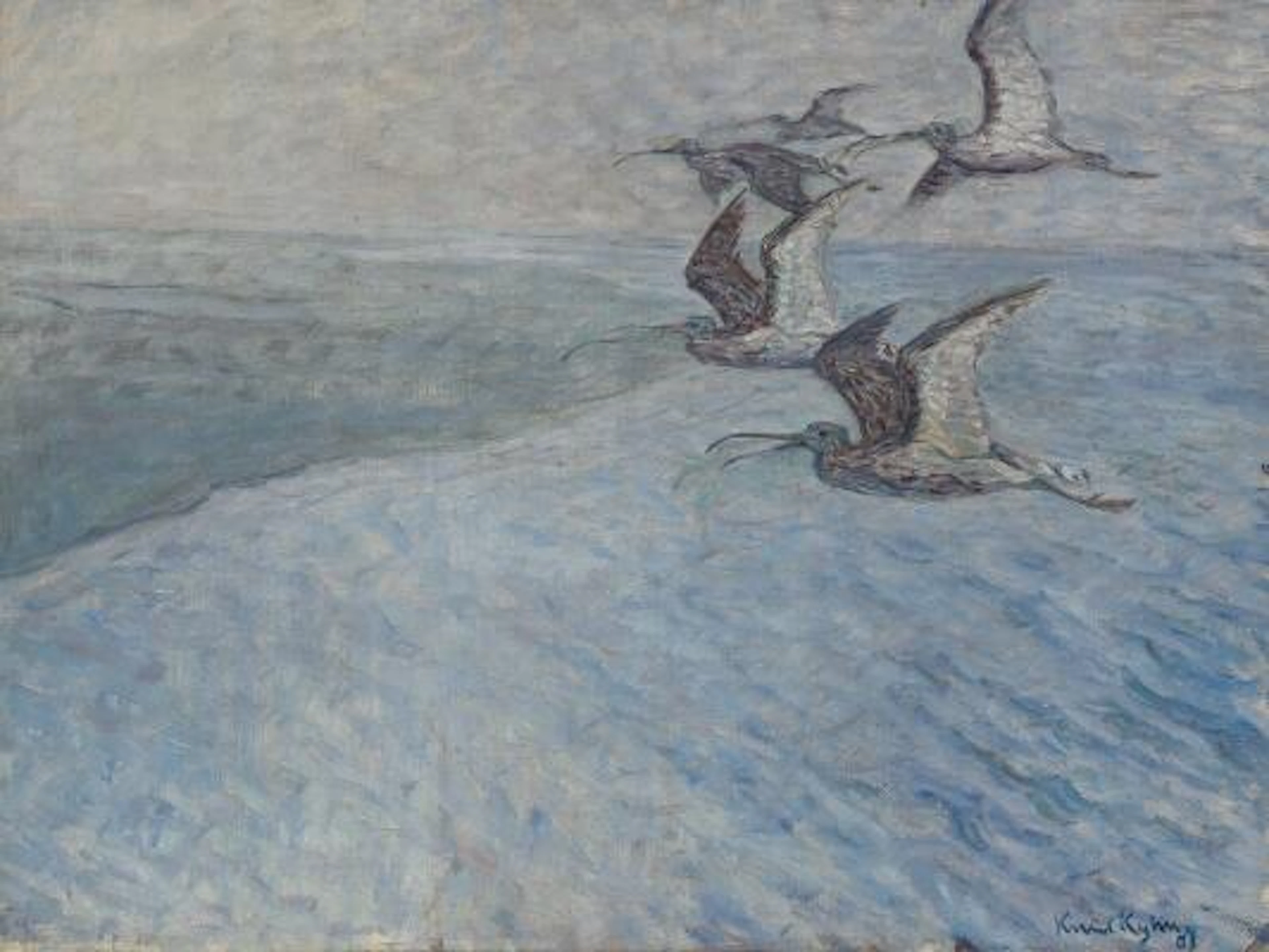Knud Kyhn: Great Snipe. Signed Knud Kyhn 07. Oil on canvas. 70 x 94