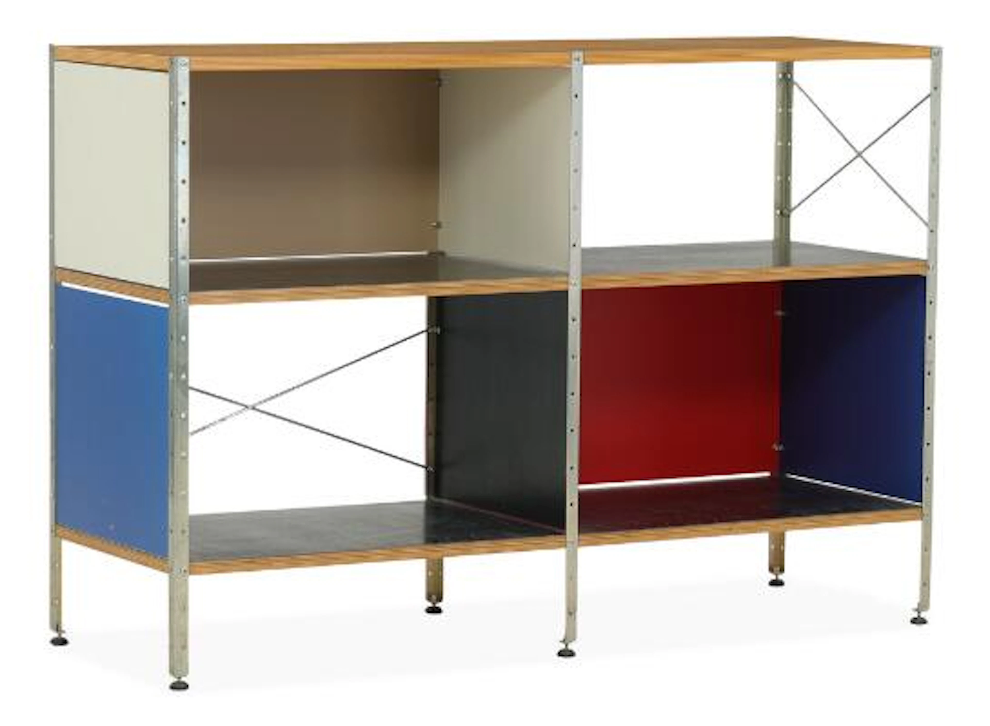 Charles Eames, Ray Eames: Wall unit with metal frame. Polychrome lacquered