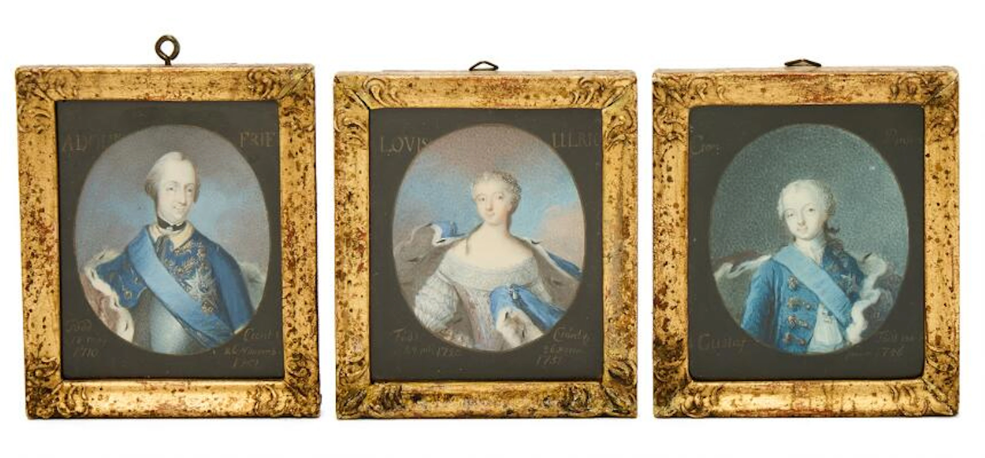 Carl Frederik Mörck: Three miniature portraits depicting King Adolf