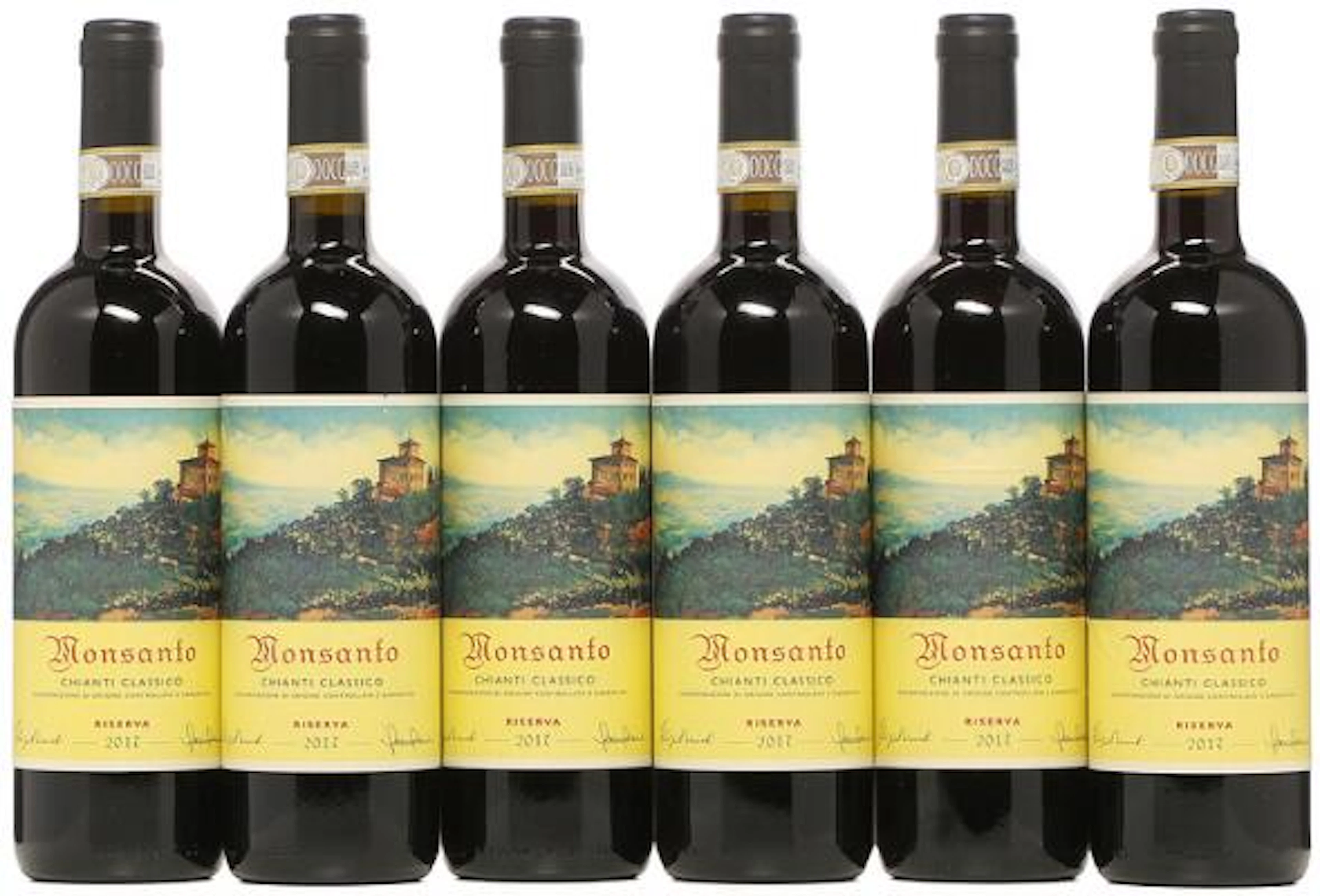 6 bts. Chianti Classico Riserva, Monsanto 2017 A (hf/in). Oc. – Bruun