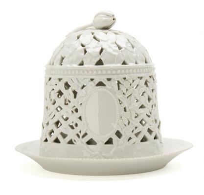 "Perlestellet" undecorated porcelain icedome, modeled with leaves