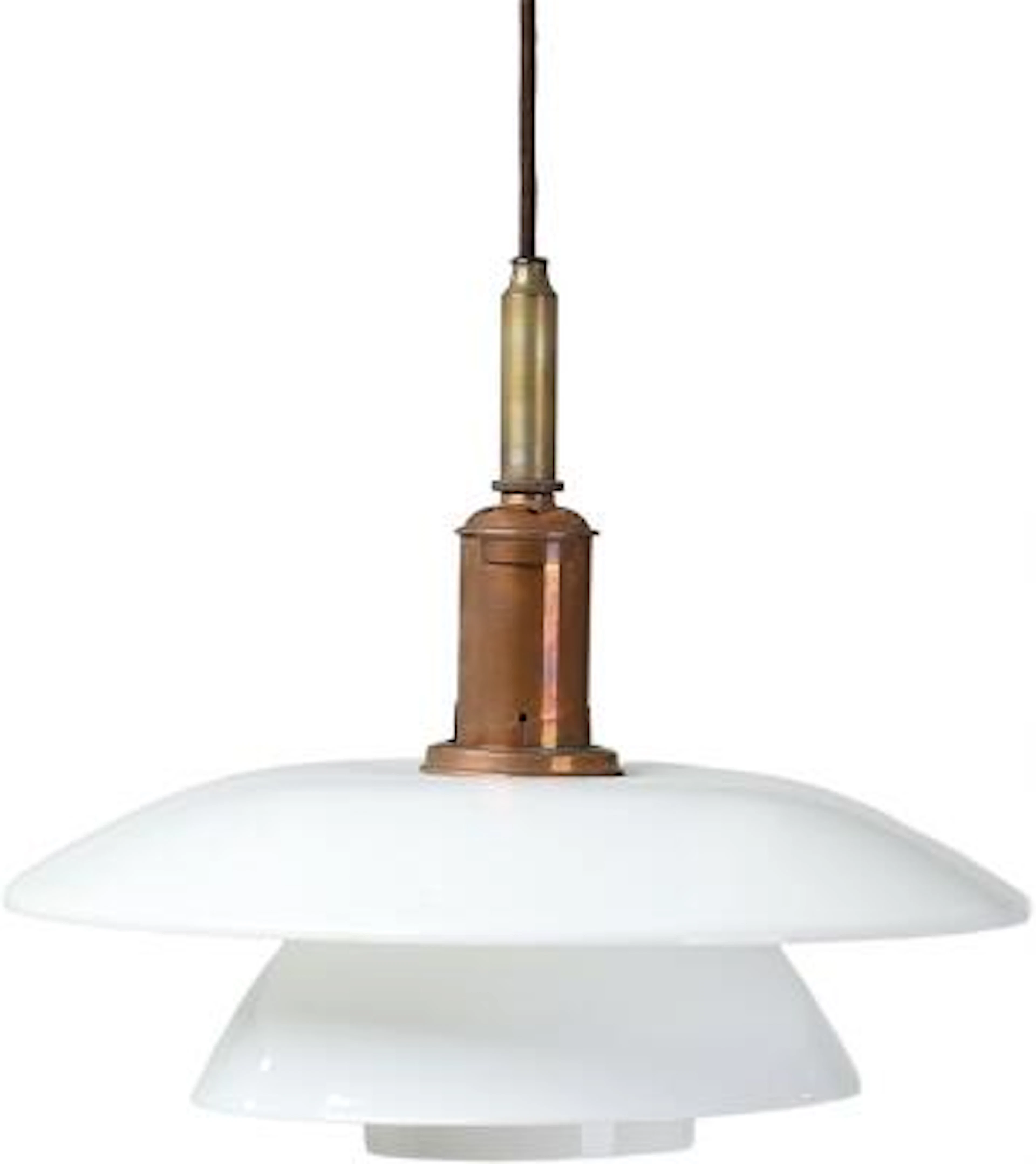 Poul Henningsen: "PH 4/4". Pendant with patinated brass bayonet socket