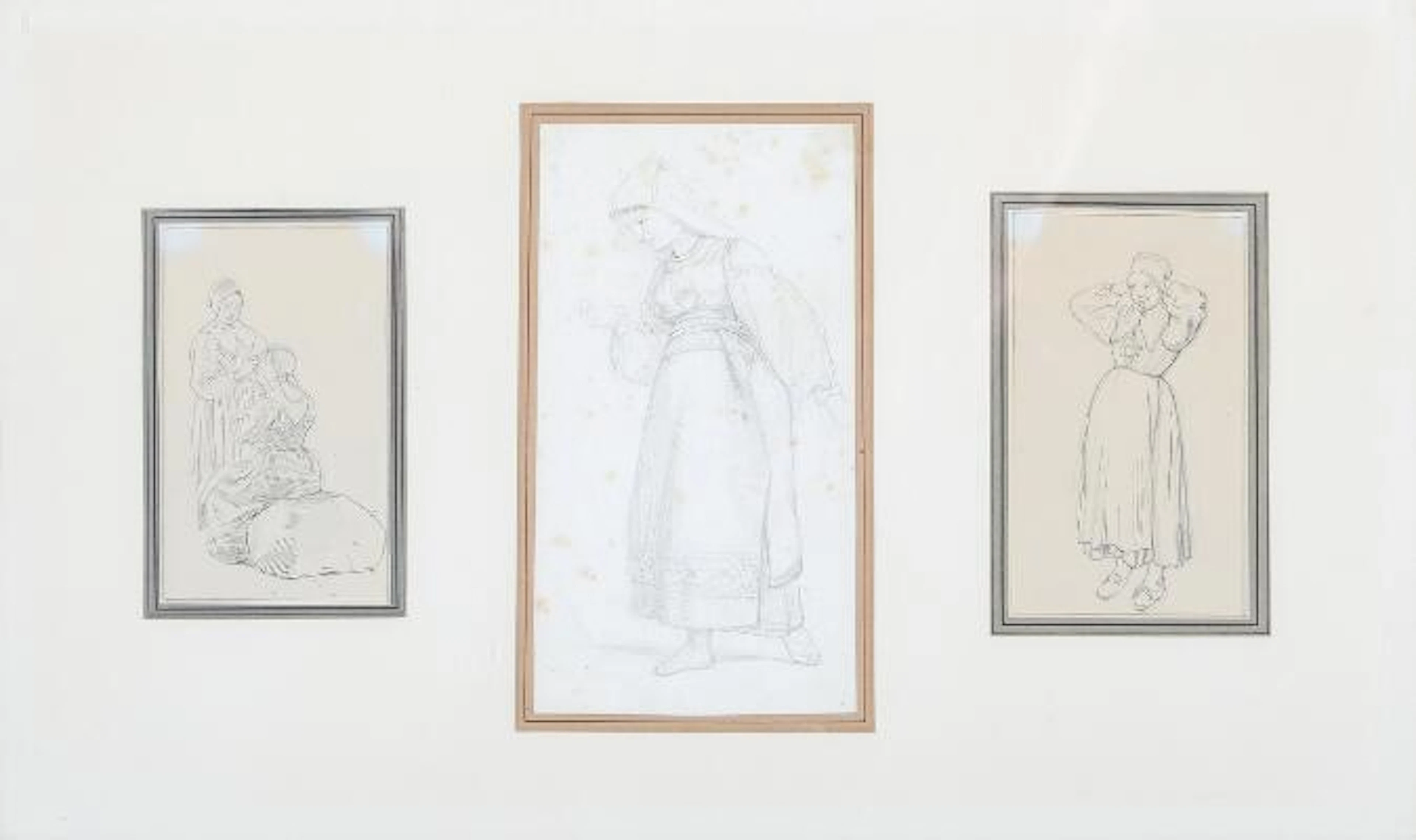 Wilhelm Marstrand: Three scenes. Unsigned. Pencil and drawing ink