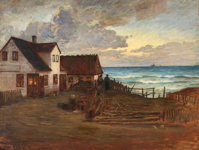 Carl Locher: Evening at Tisvilde. Signed Carl Locher Tisvilde 1899.