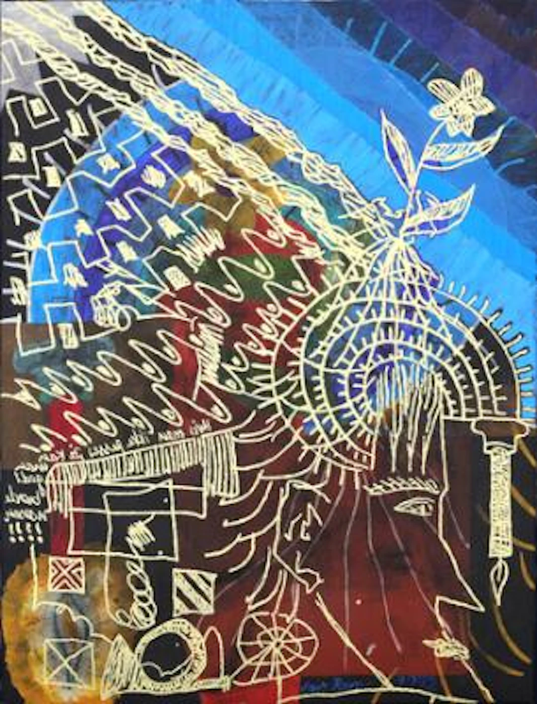 Lars Ravn: "Flower in Mackerel Net", 1992. Signed Lars Ravn 1992.