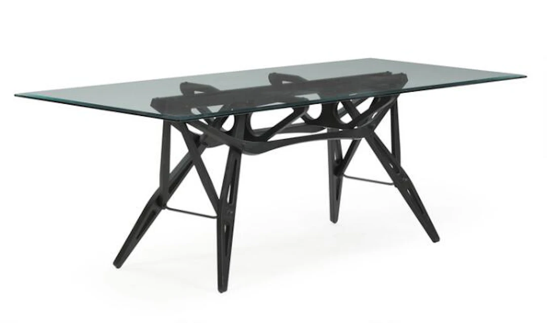 Carlo Mollino: "Reale". A black lacquered wood dining table with glass
