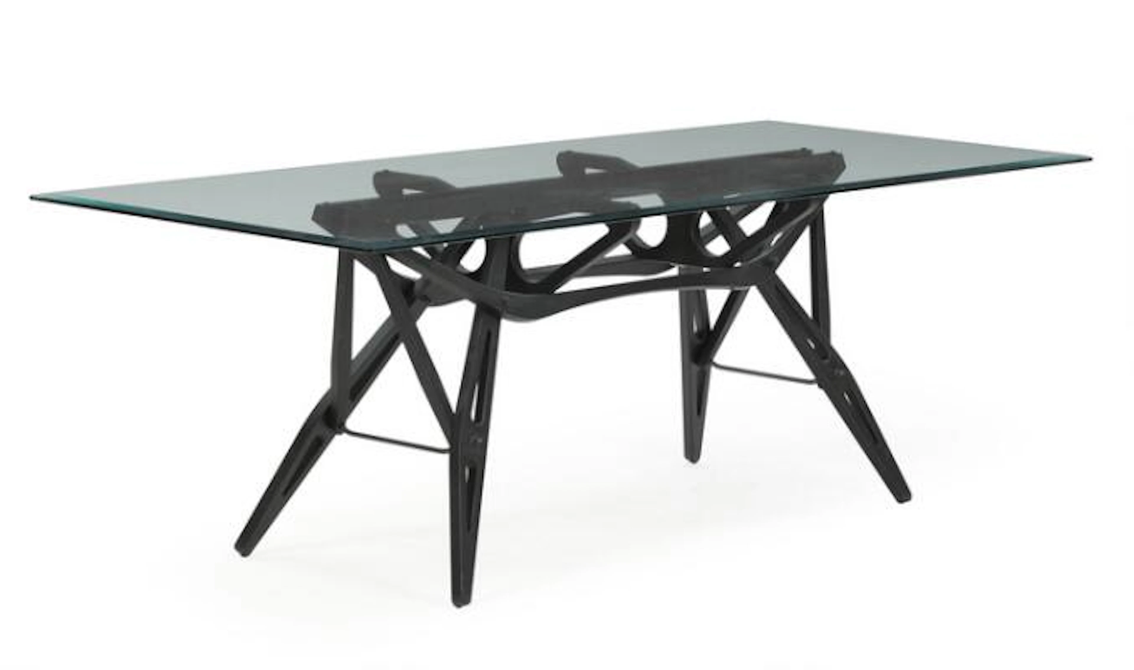 Carlo Mollino: "Reale". A black lacquered wood dining table with glass