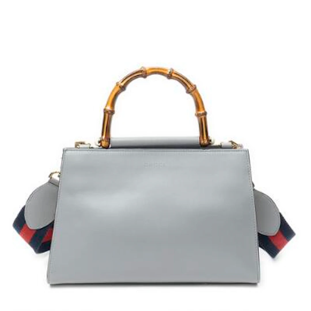 Gucci: A "Medium Nymphaea Top Handle" Bag in grey leather with a bamboo