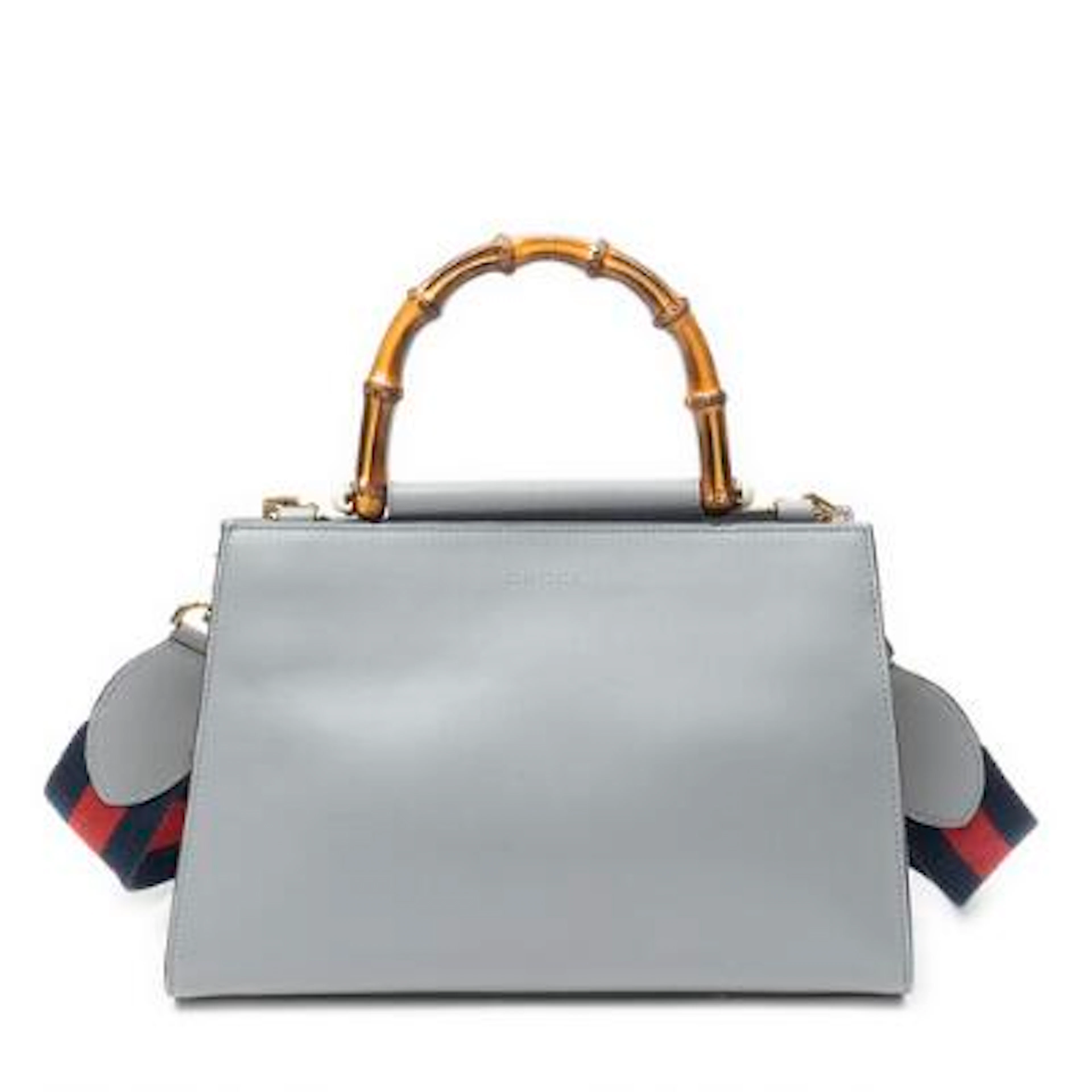 Gucci: A "Medium Nymphaea Top Handle" Bag in grey leather with a bamboo
