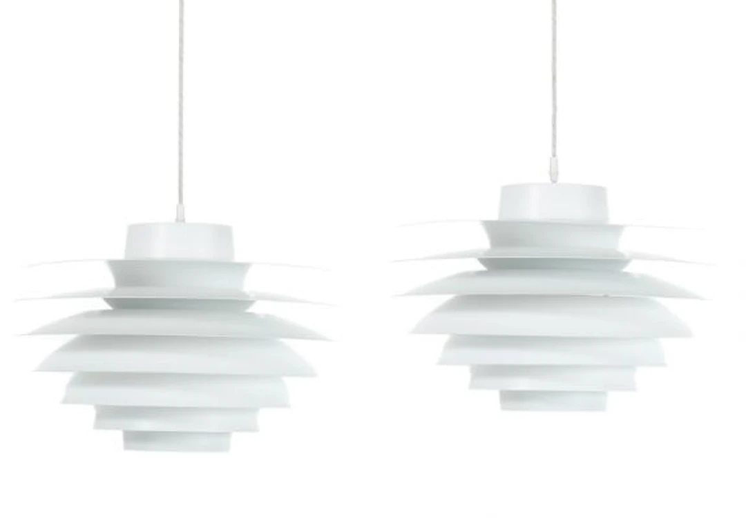 Sven Middelboe: "Verona". A pair of pendants with white-lacquered