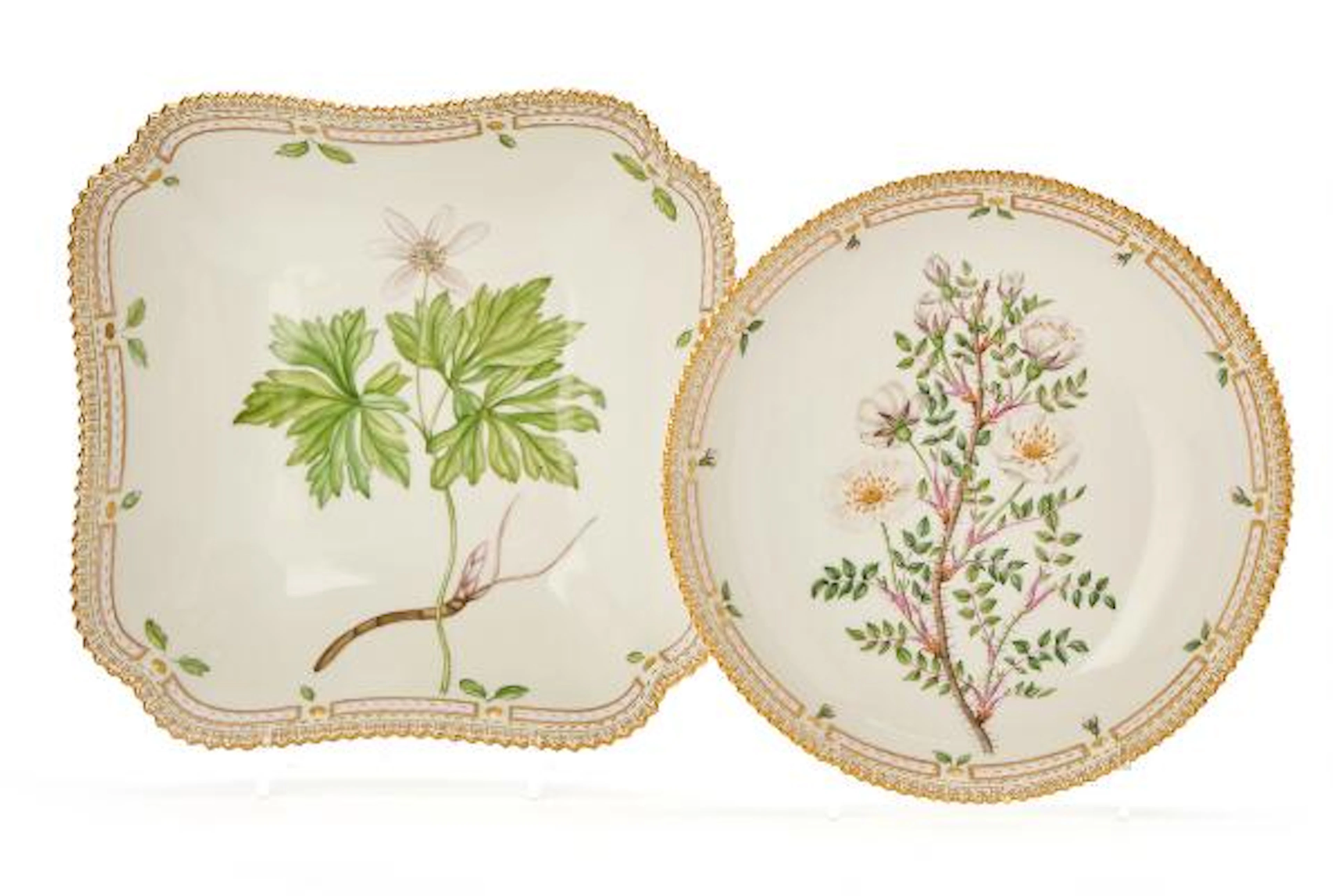 "Flora Danica" Two porcelain bowls. 3503 and 3510. Royal Copenhagen.