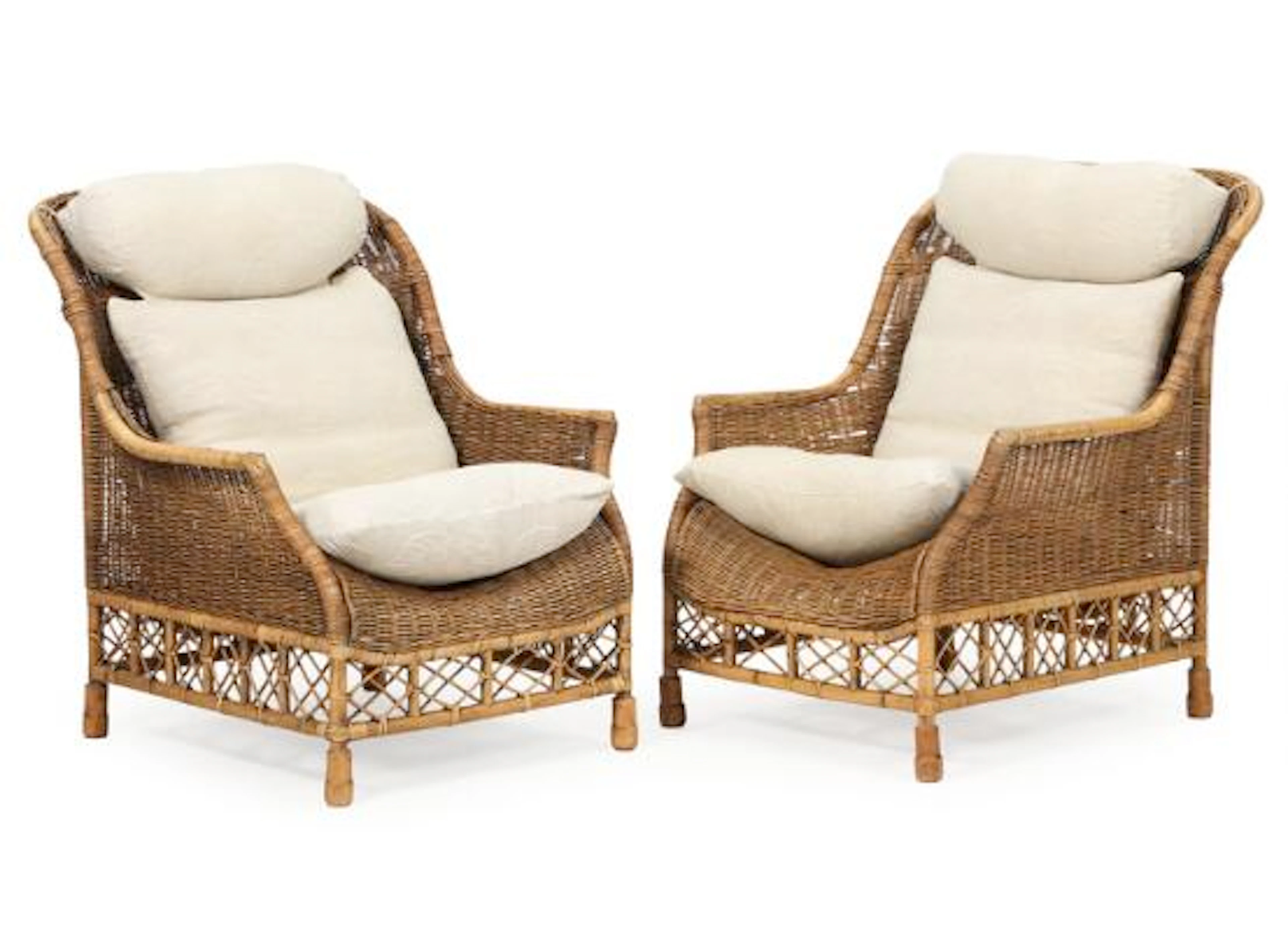 Søren Lund: “Karen Blixen”. A pair of woven rattan easy chairs, loose