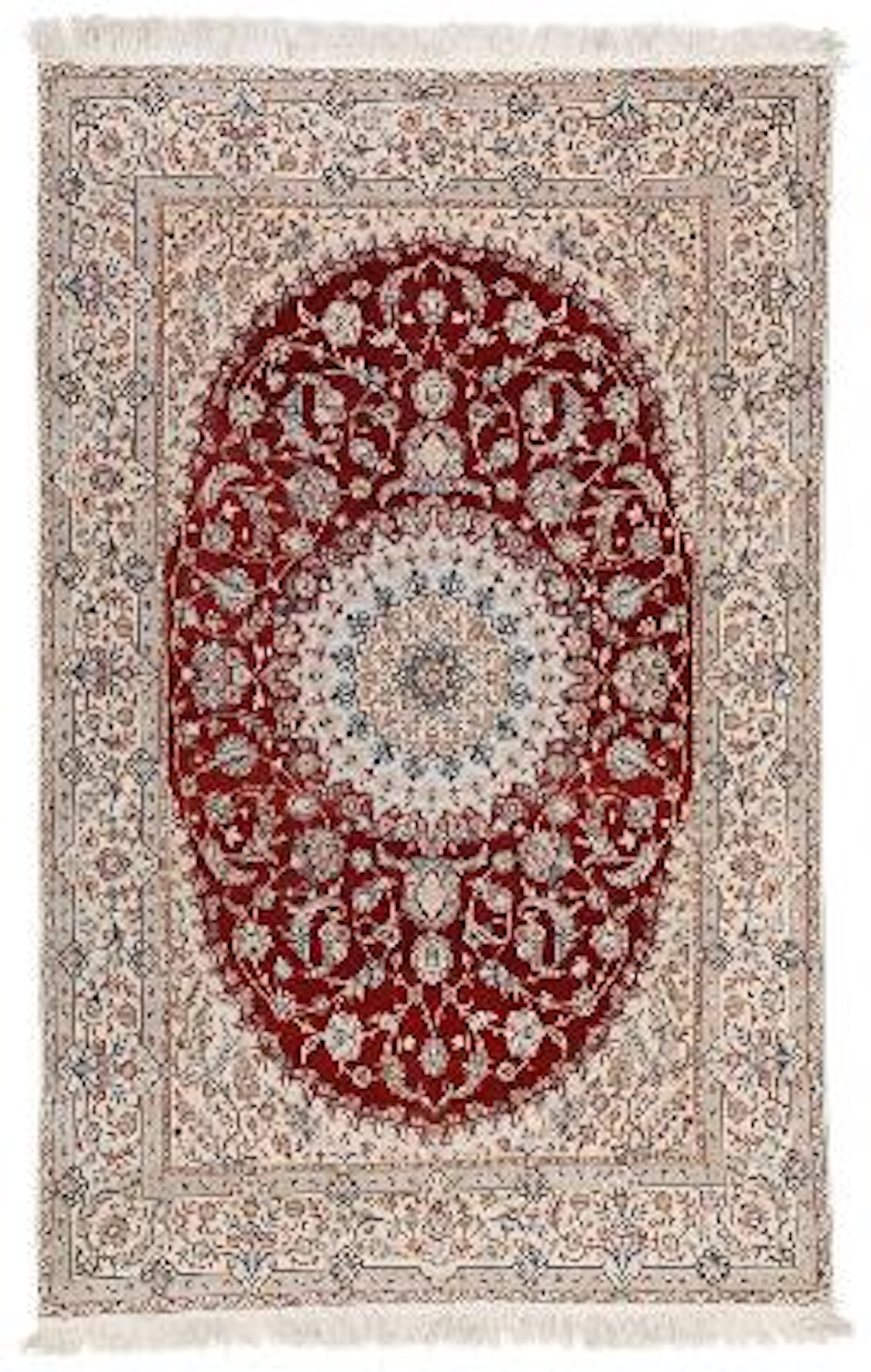 A signed Nain rug, Persia. Medallion design. C. 1.2 mio. kn. pr. sqm.
