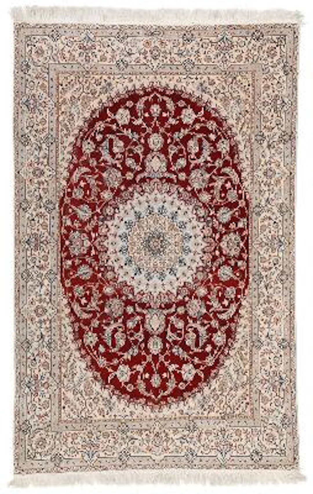 A signed Nain rug, Persia. Medallion design. C. 1.2 mio. kn. pr. sqm.