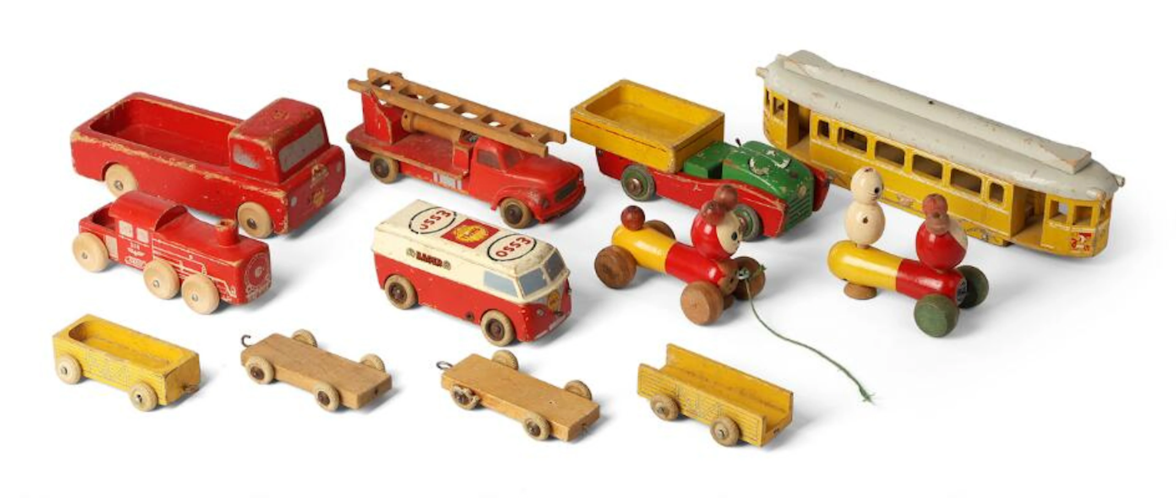 BILOfix a.o: A collection of painted wooden toys comprising a Hanse