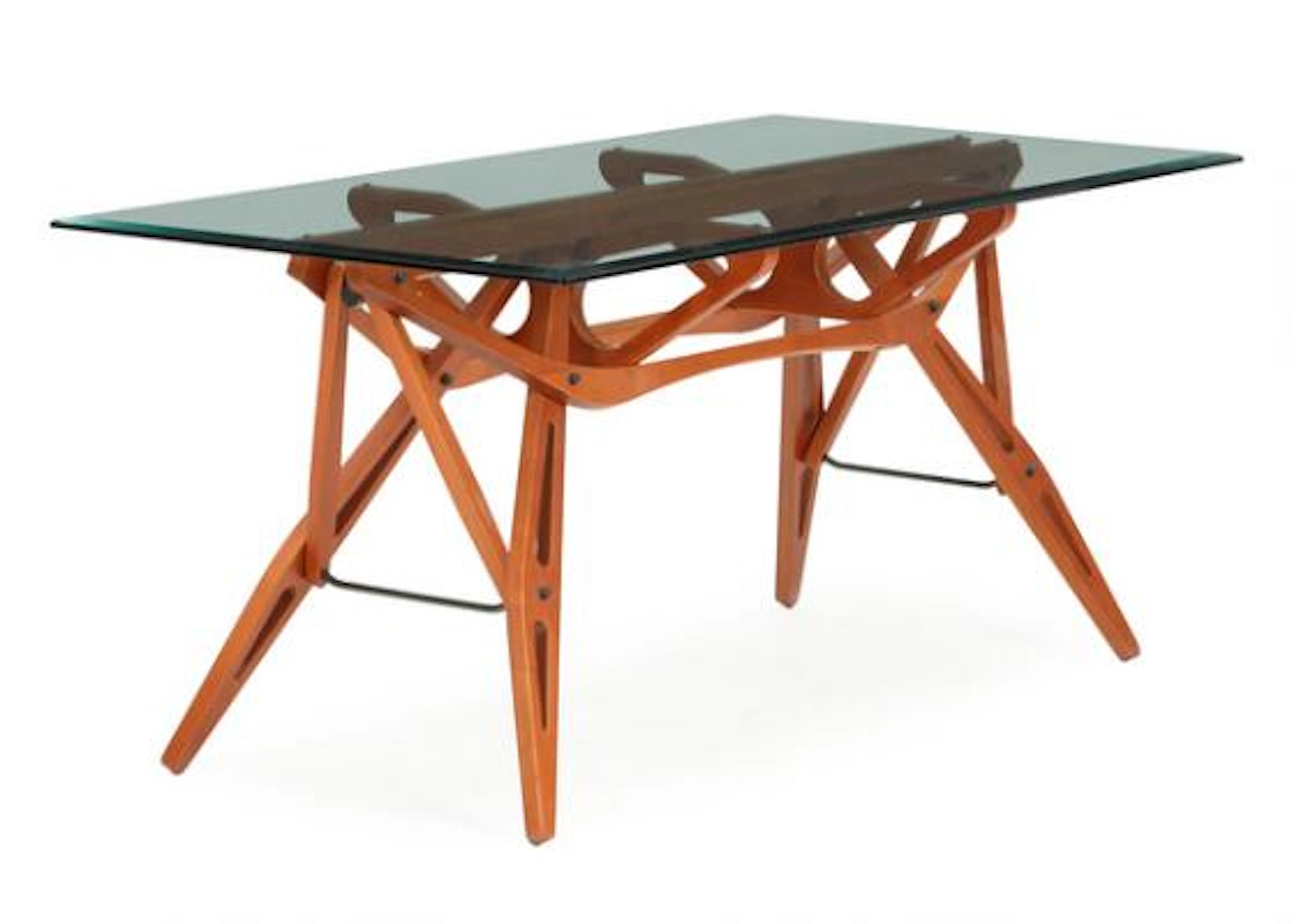 Carlo Mollino: "Reale". A cherry wood dining table with glass top.