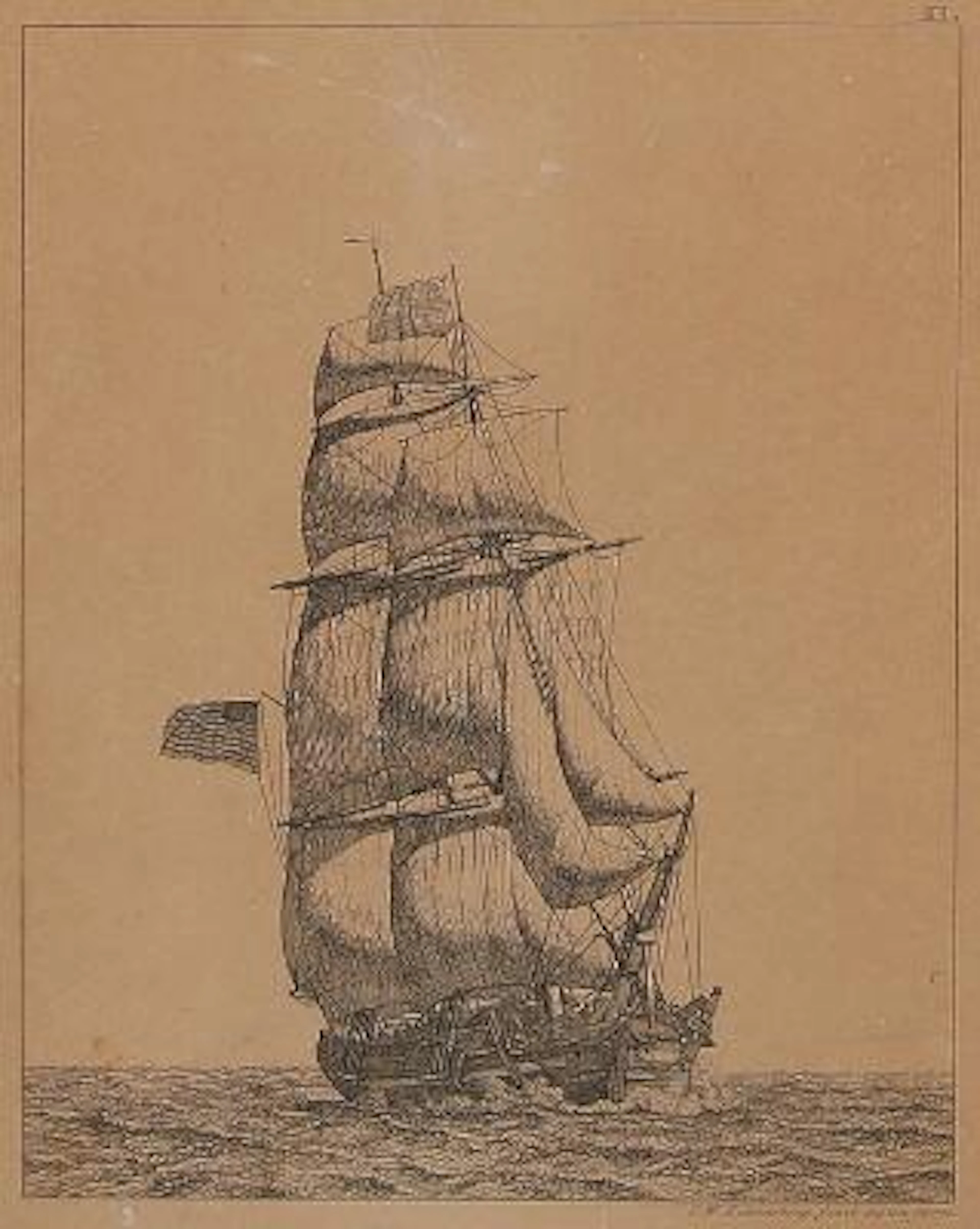 C. W. Eckersberg: “En Nordamerikansk Brig”. A North American brig.