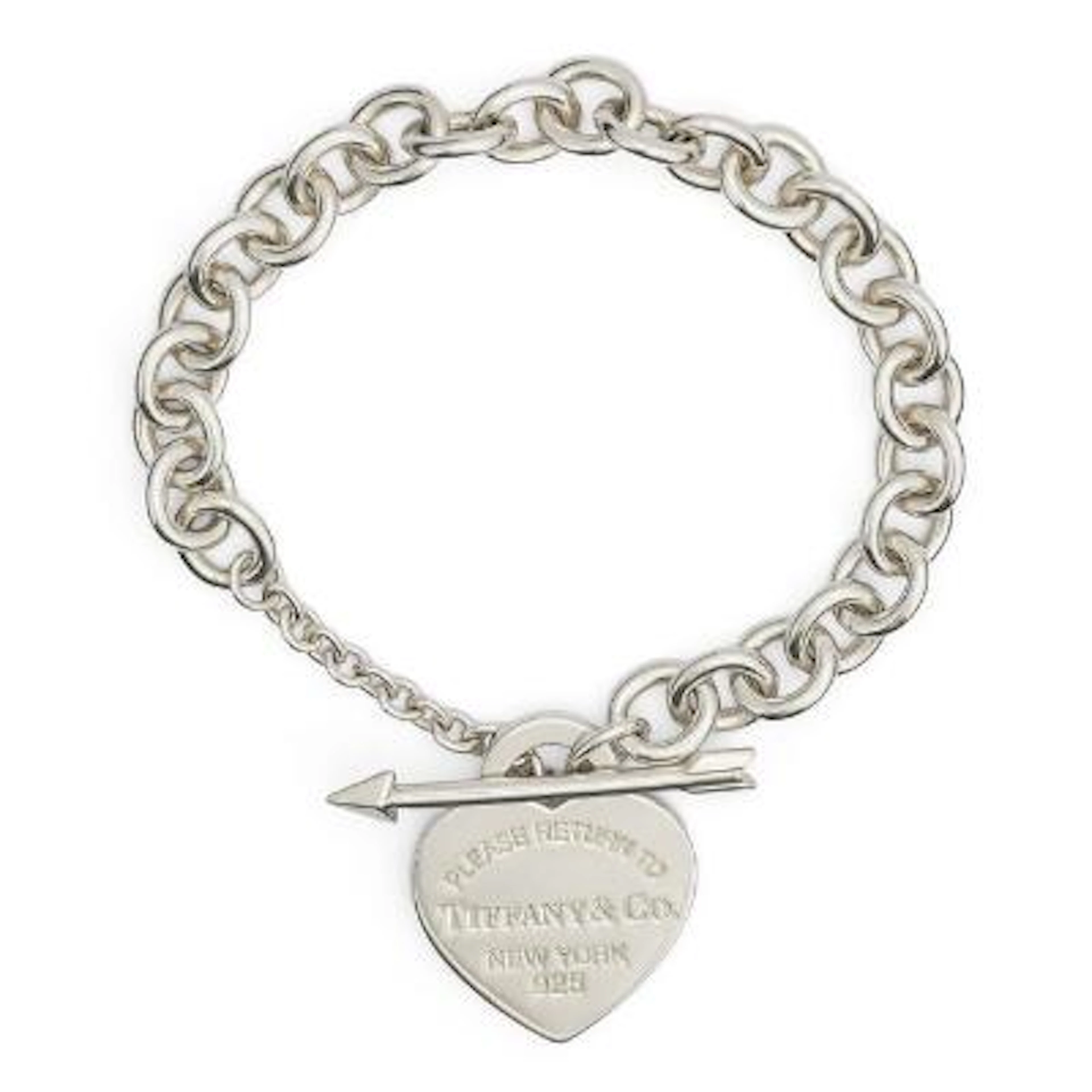 Tiffany & Co.: A "Lovestruck Heart Tag" bracelet of sterling silver.
