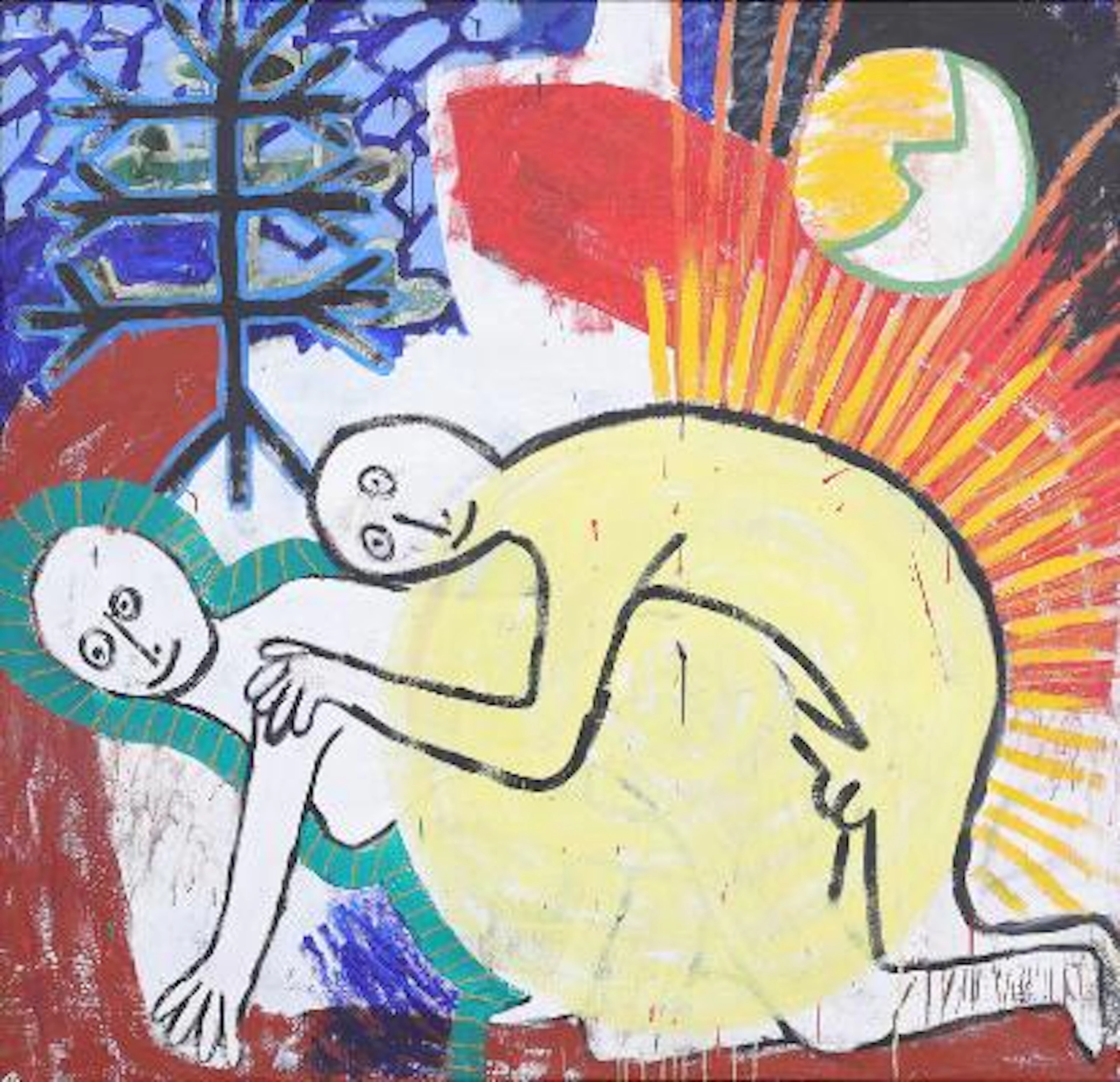 Lars Ravn: "Elskov i Sol", 1982. Signed on the reverse. Oil on canvas.