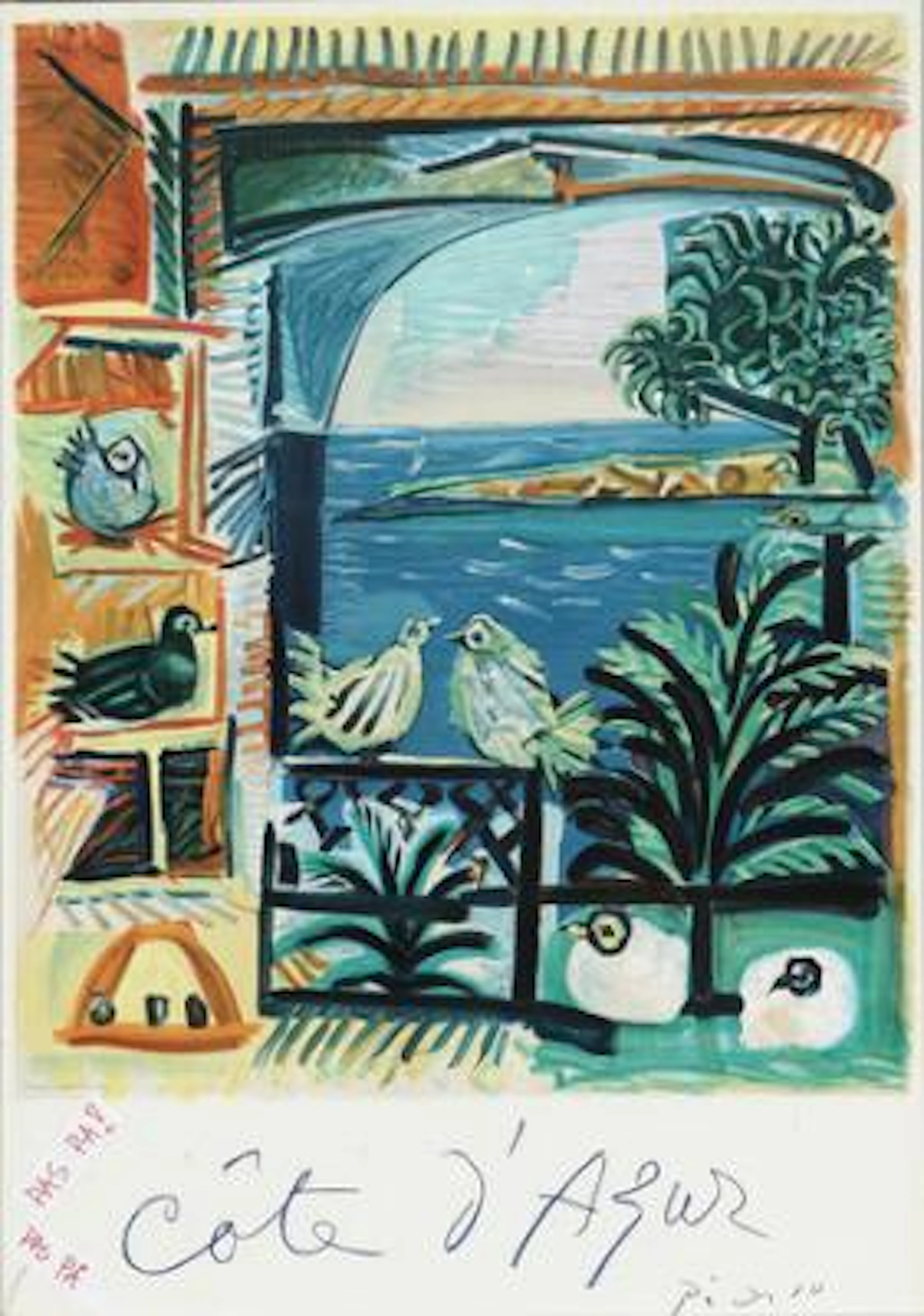 Pablo Picasso, after: “Cote d'Azur”. Signed in print Picasso. Lithographic