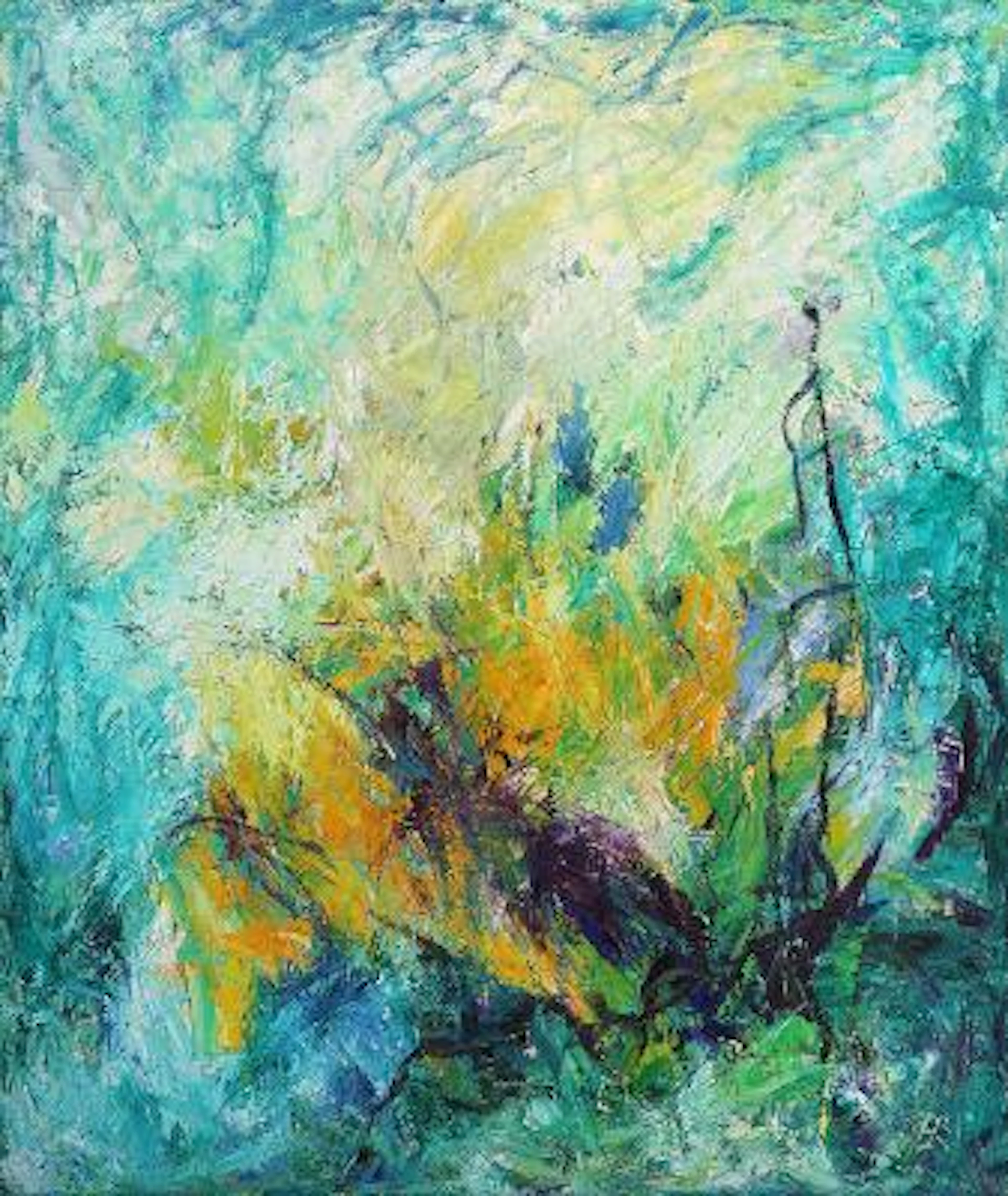 Helle Bang: "Spring Day", 1997. Signed HB. Oil on canvas. 130 x 110