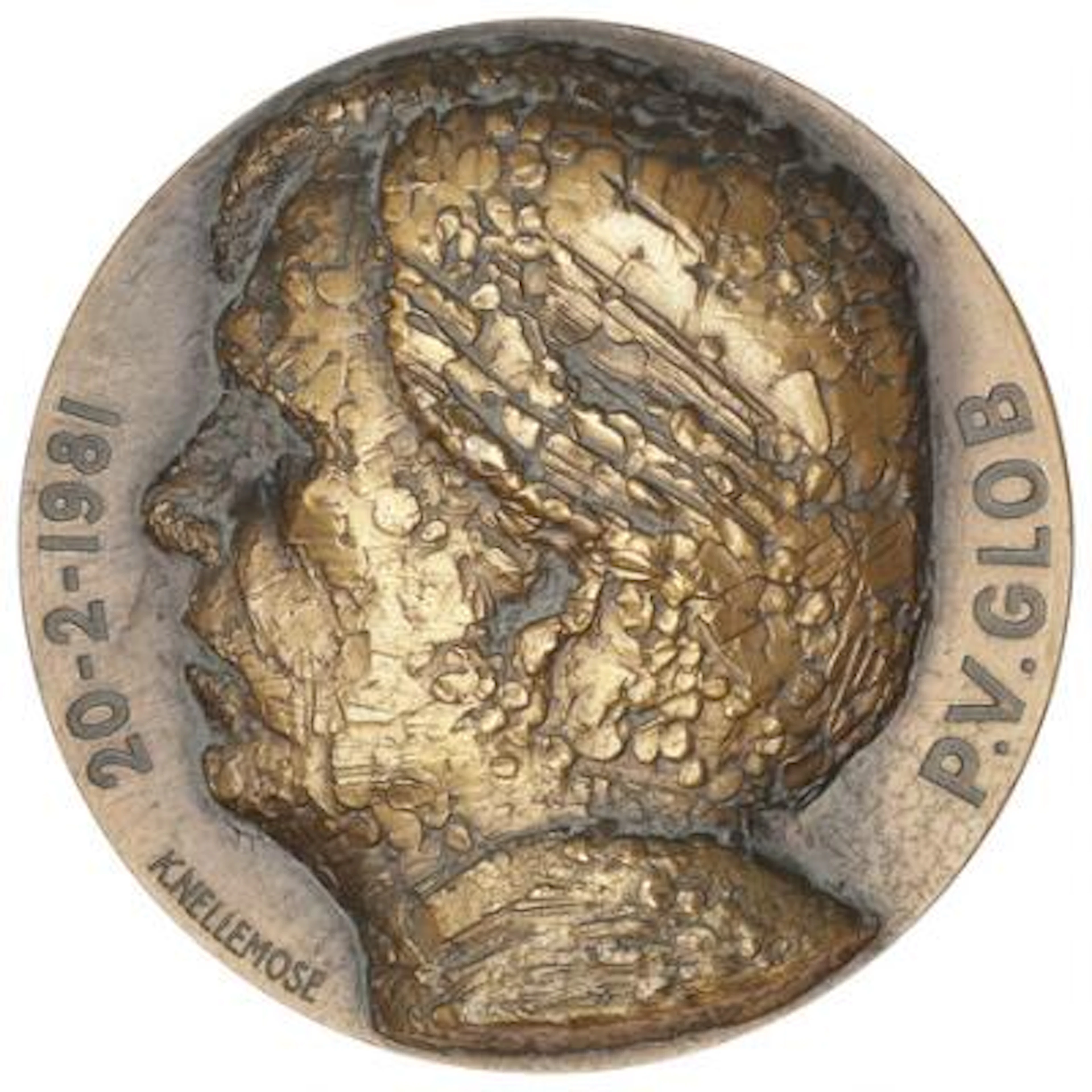 Medal struck in commemoration of P.V. Glob's 70th birthday 20-2-1981