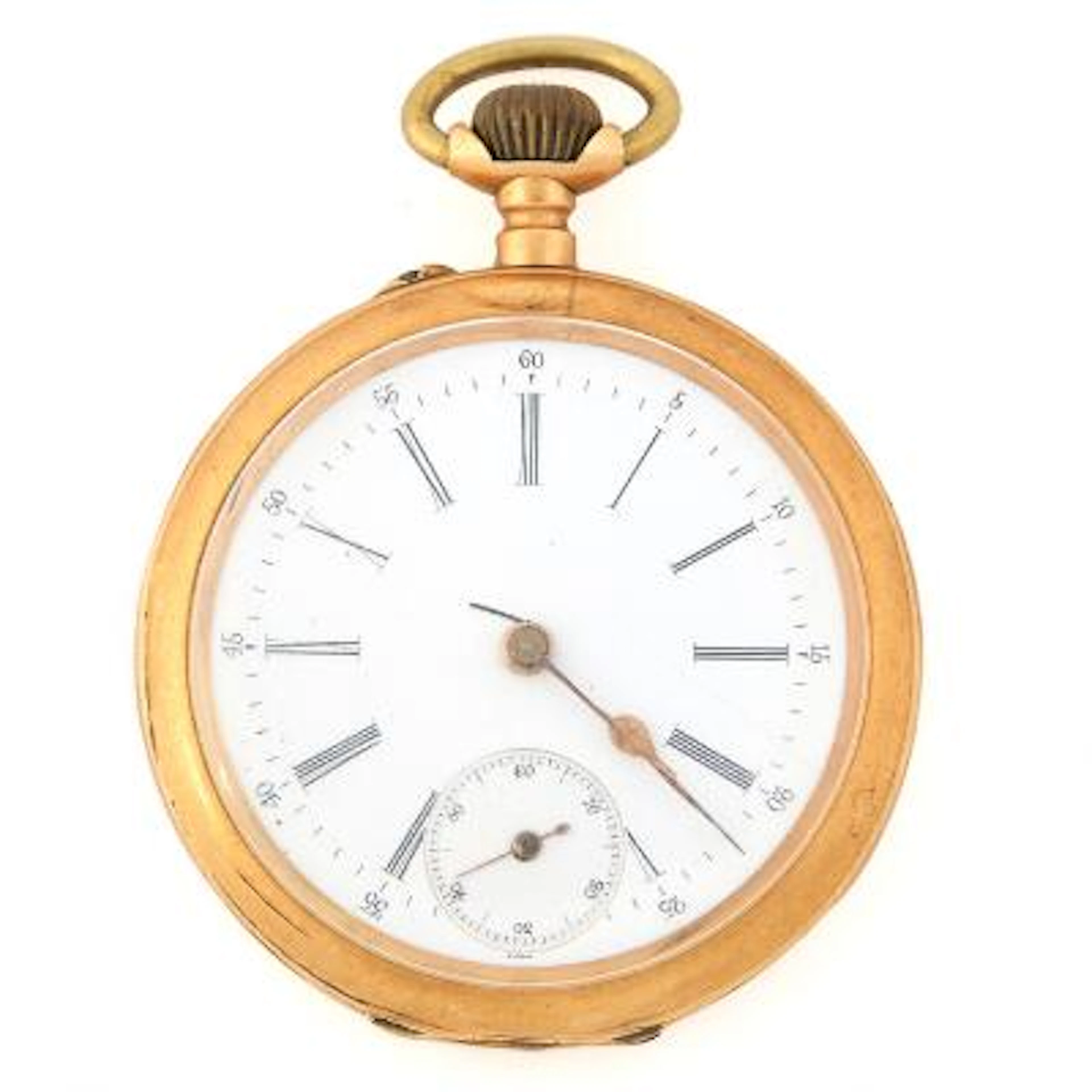 Chaton: Pocket watch of 14k gold. Mechanical movement with lever escapement