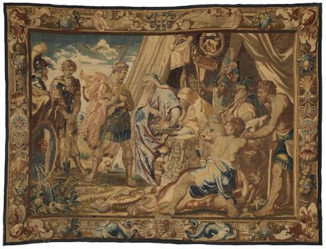 "Oracle of Decius Mus". A Brussels tapestry depicting scenery after