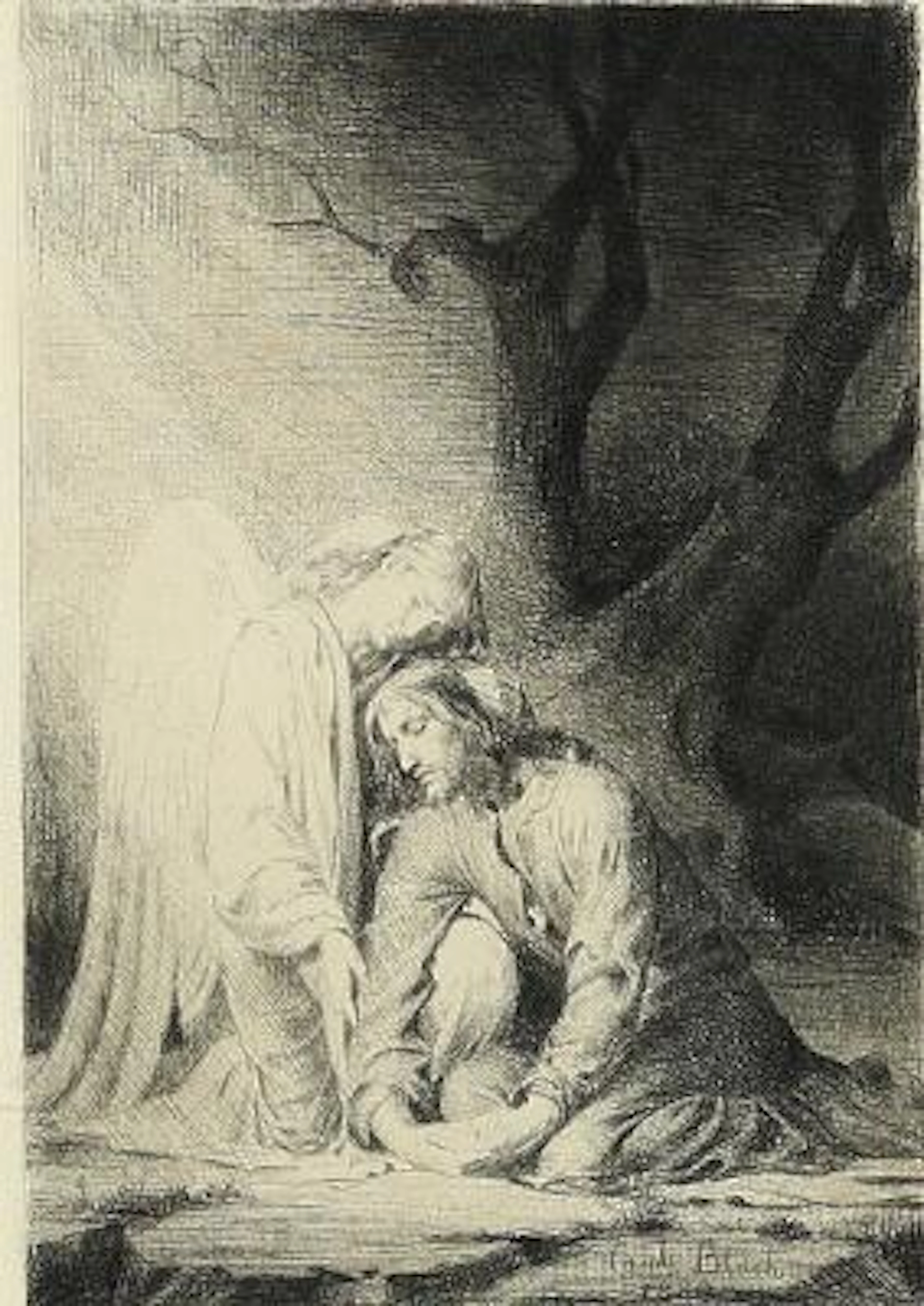 Carl Bloch: Christ in Gethsemane. Signed and dated in the print Carl