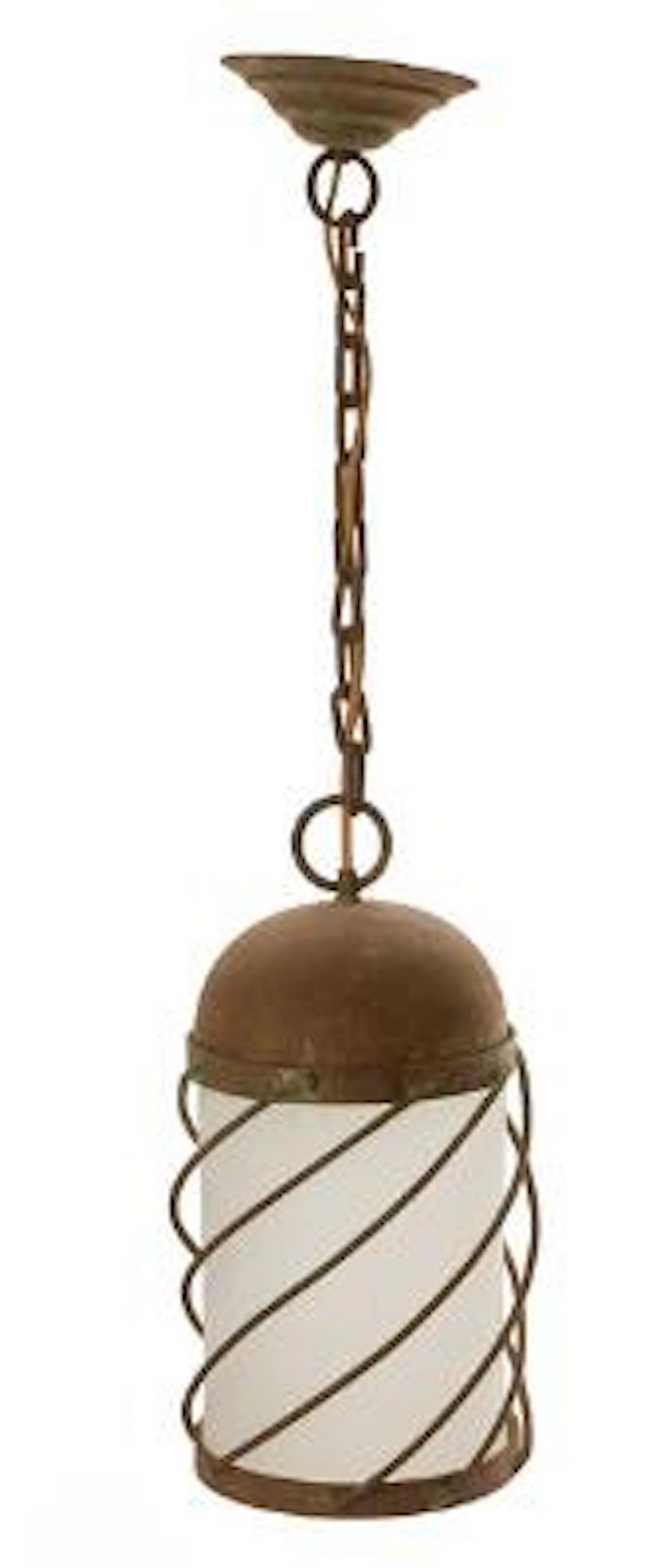 Böhlmarks, attributed: Cylindrical Swedish Grace ceiling lamp in patinated
