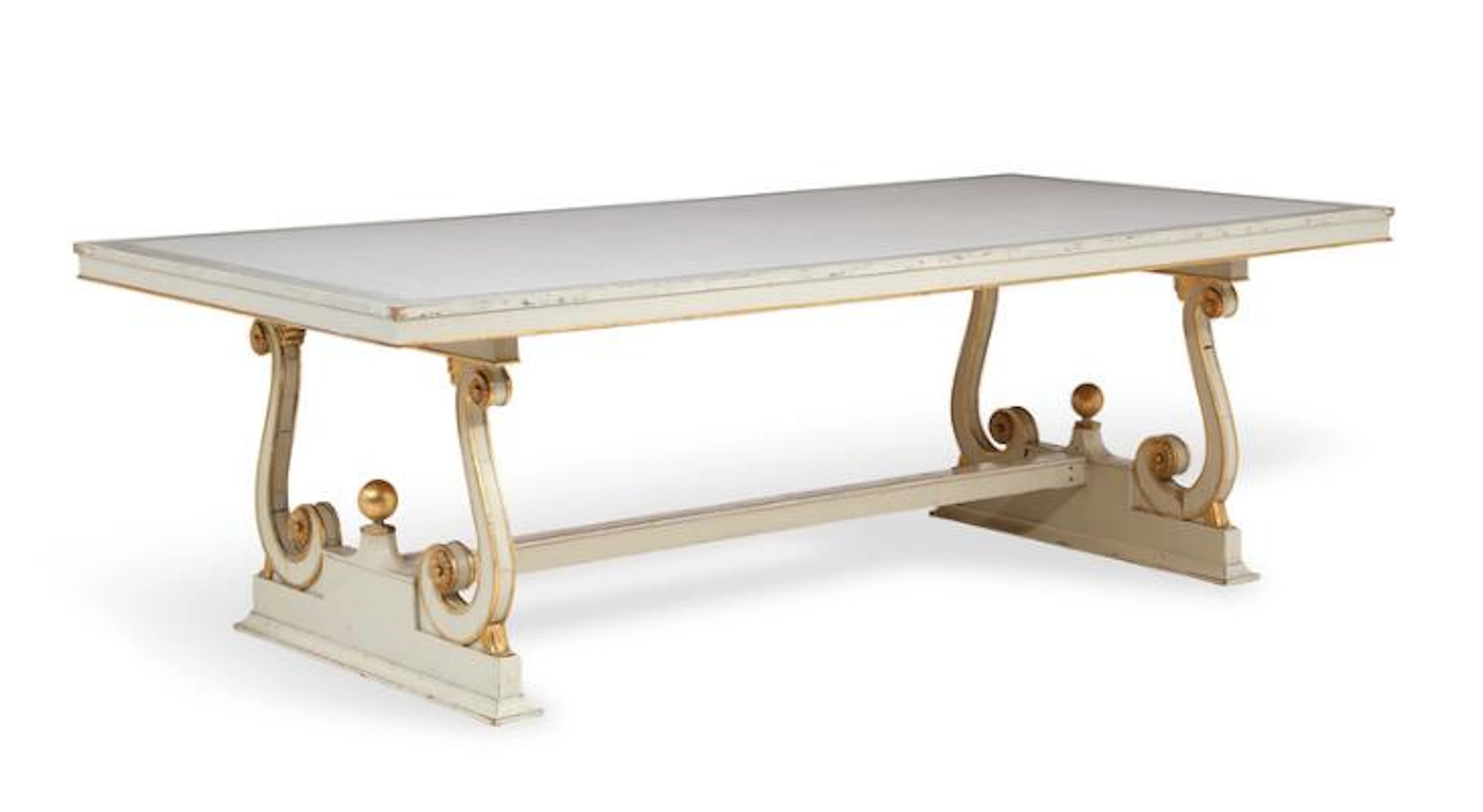 Emanuel Monberg: A set of twelve tables of painted and gilded wood.