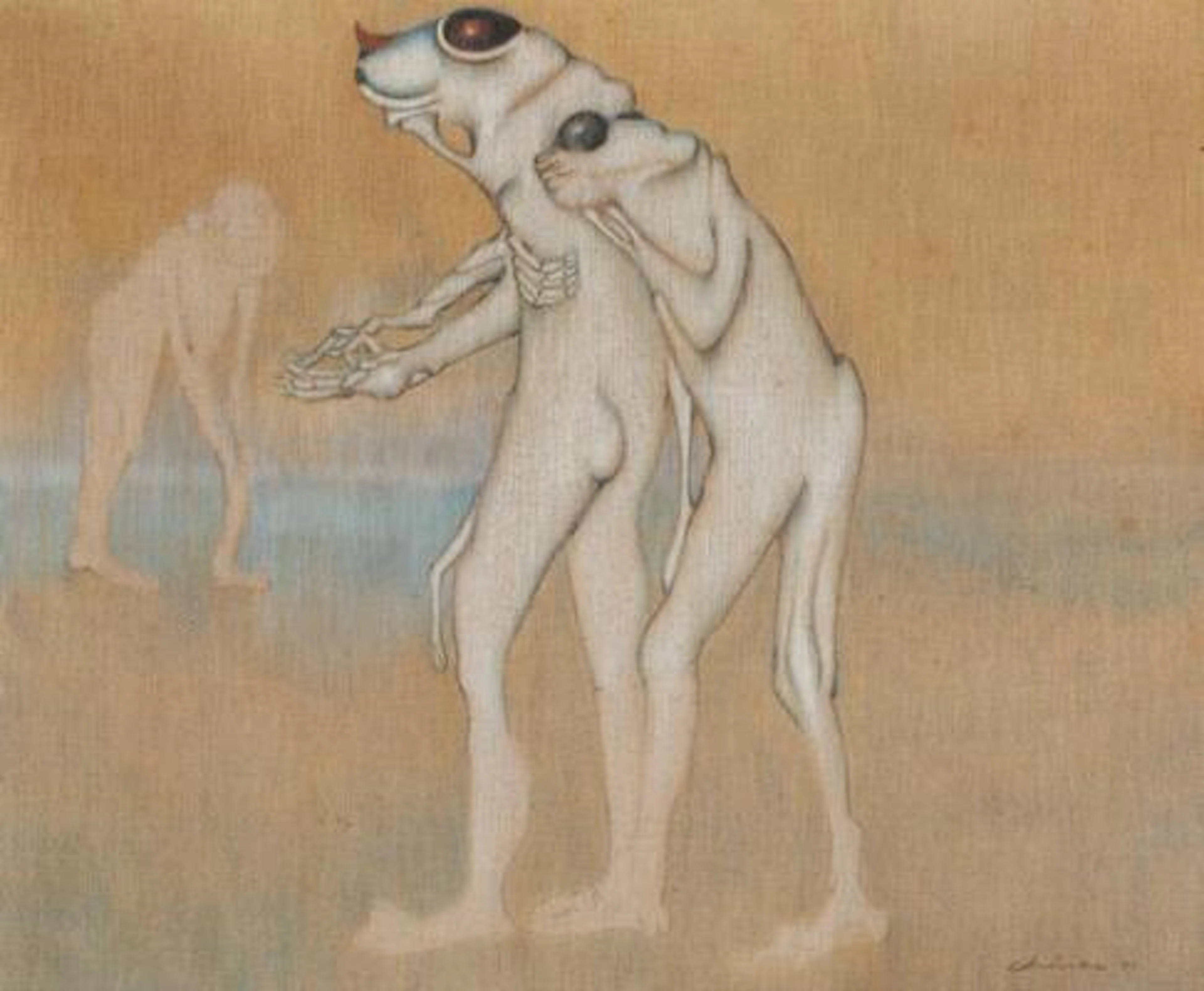 Gerardo Chavez Lopez: Surreal composition. Signed Chavez, 75. Oil