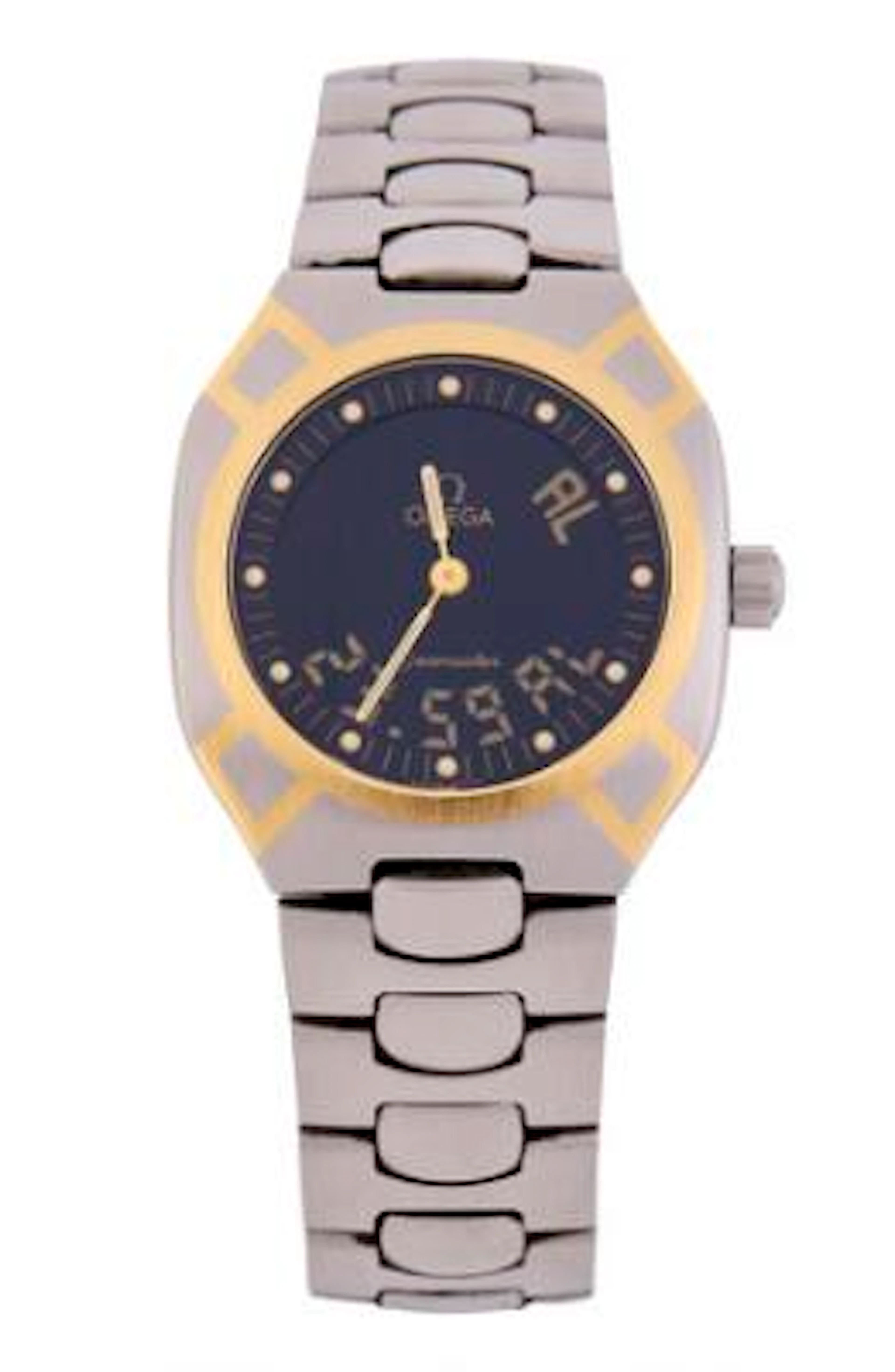 Omega: Seamaster Polaris of 18k gold and steel, ref. 386.0822.1. Quartz