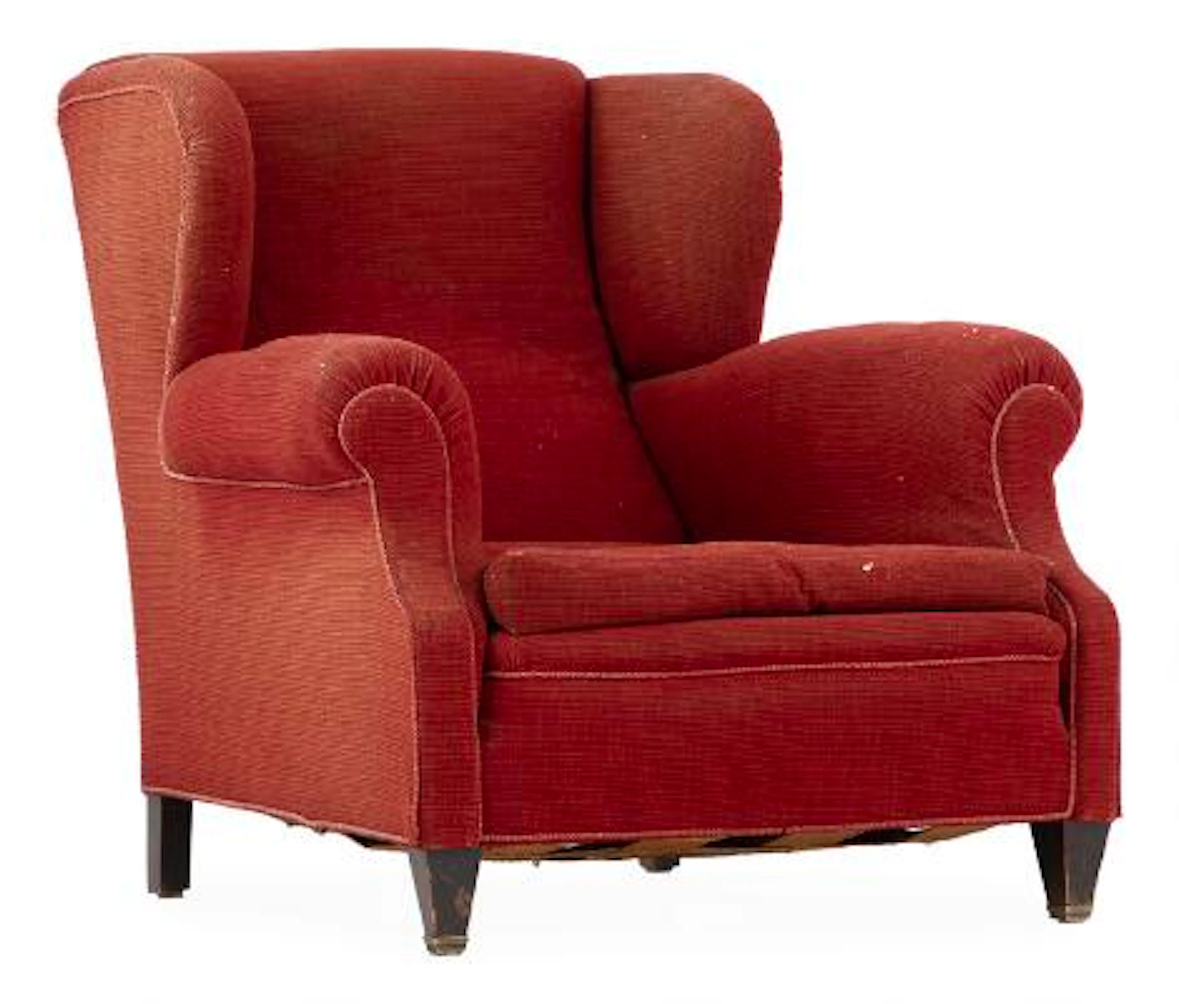 Danish cabinetmaker: Easy chair with stained beech legs. Upholstered