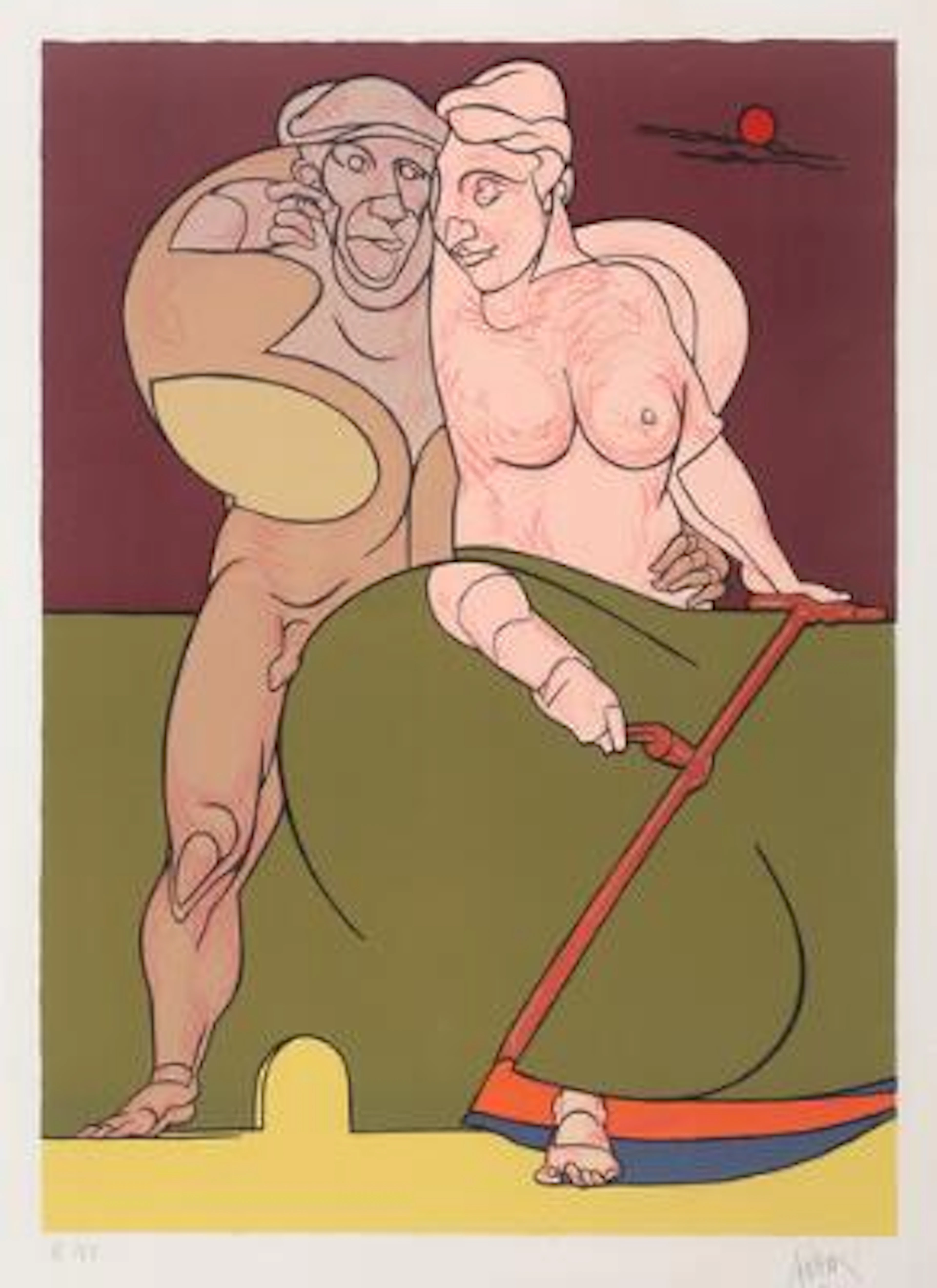 Valerio Adami: "Vers le solei qui se lève" and untitled. Signed Adami