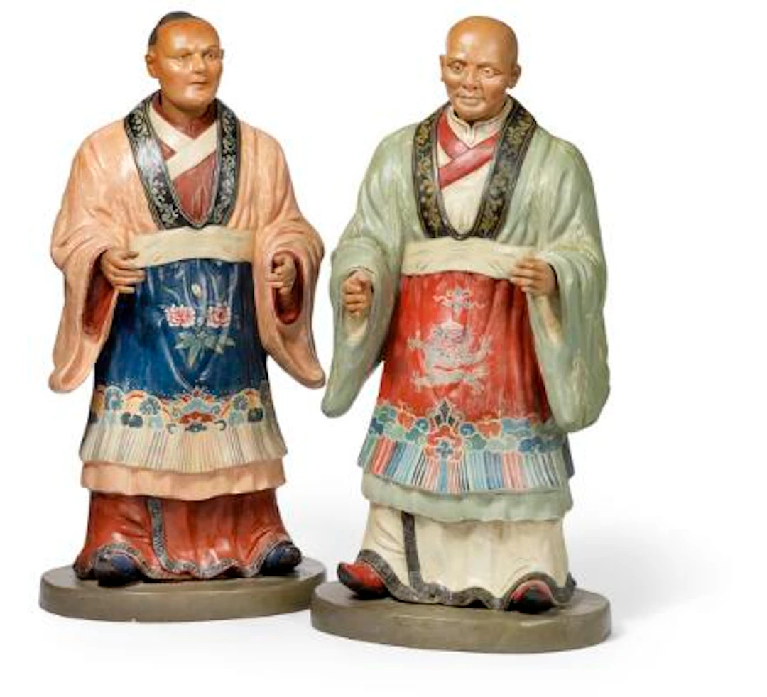 A pair of large Chinese export nodding head figures. Presumably for