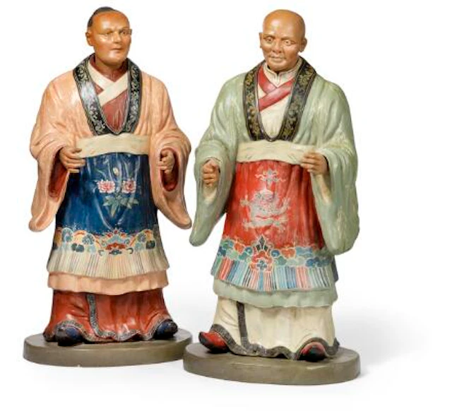 A pair of large Chinese export nodding head figures. Presumably for