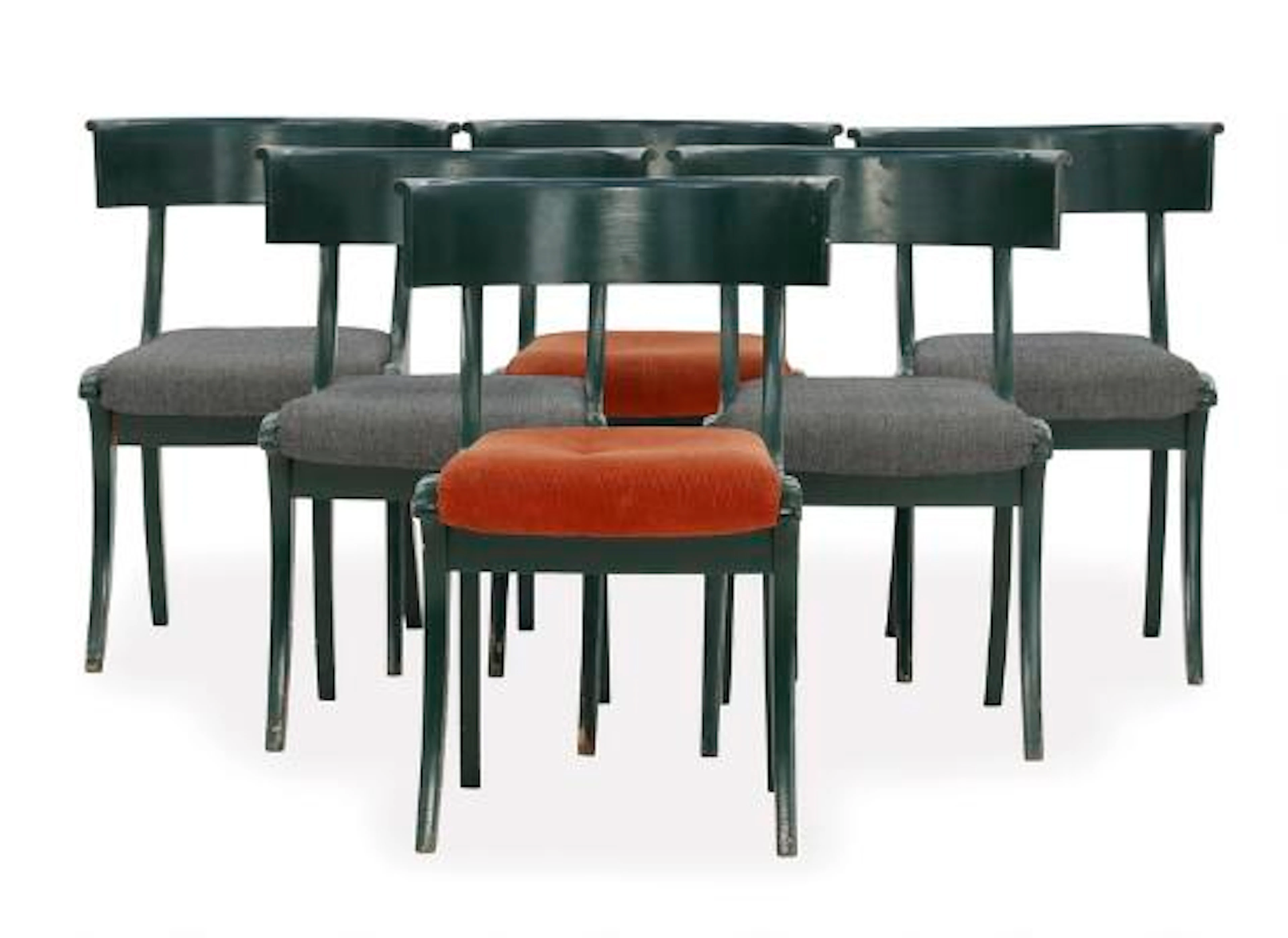 Edvard Thomsen: A set of six “Klismos” chairs. Stained beech frame