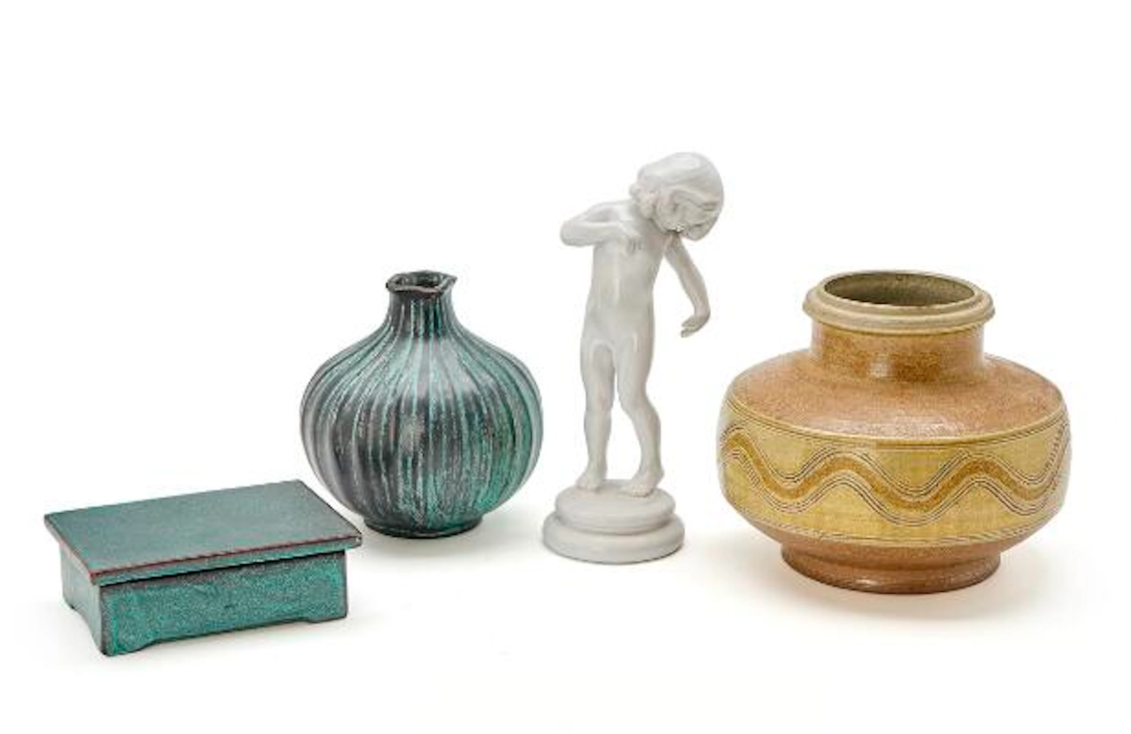 Nils Kähler, Kai Nielsen: A vase, a four-sided box and a figure of