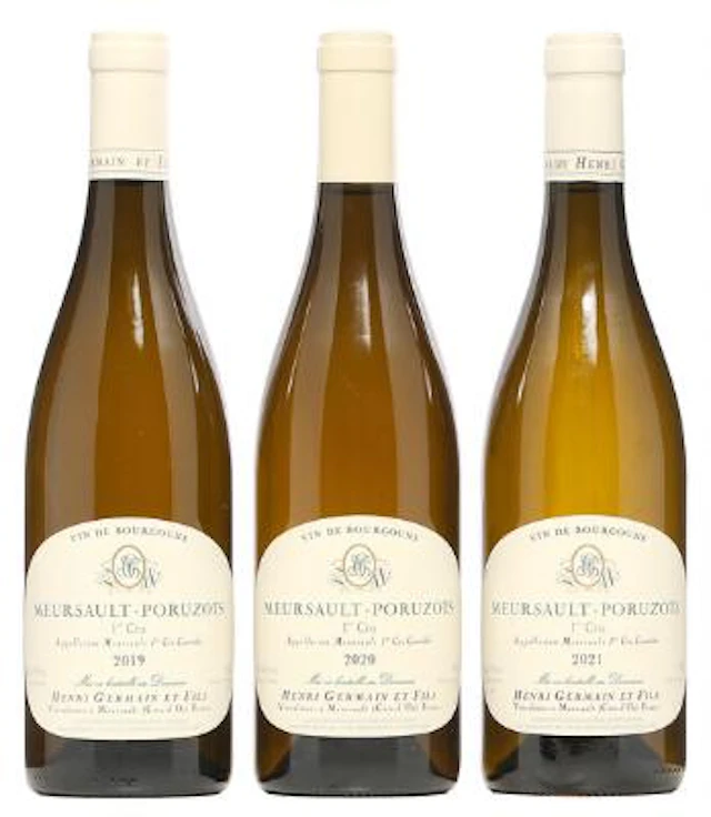 1 bt. Meursault 1. Cru "Poruzots", Henri Germain 2019 A (hf/in). etc.