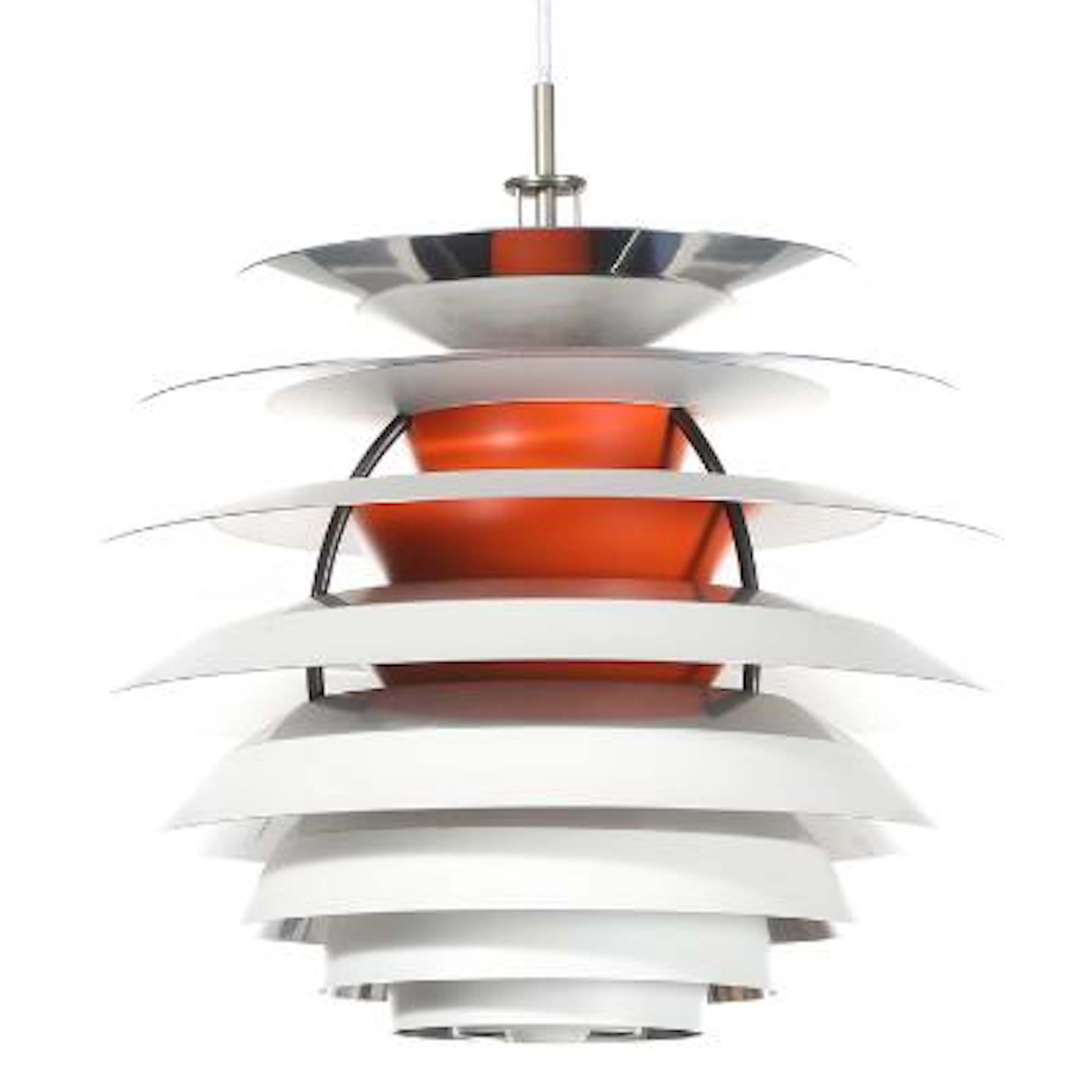 Poul Henningsen: "Contrast". A pendant with white and orange lacquered