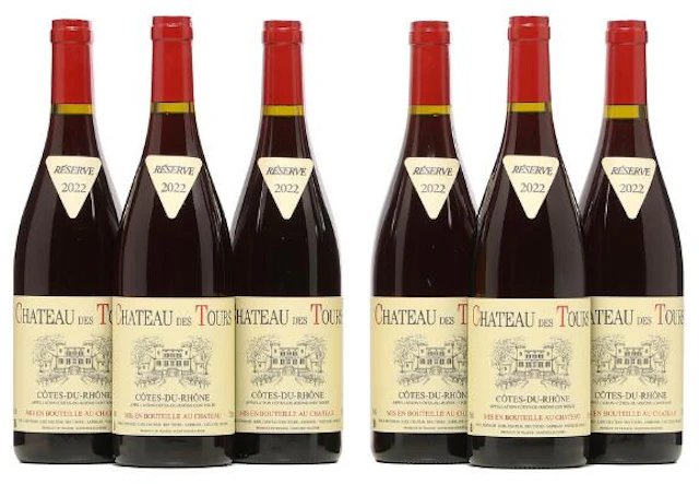 6 bts. Chateau des Tours "Réserve", Côtes-du-Rhone, Rayas 2022 A (hf/in).