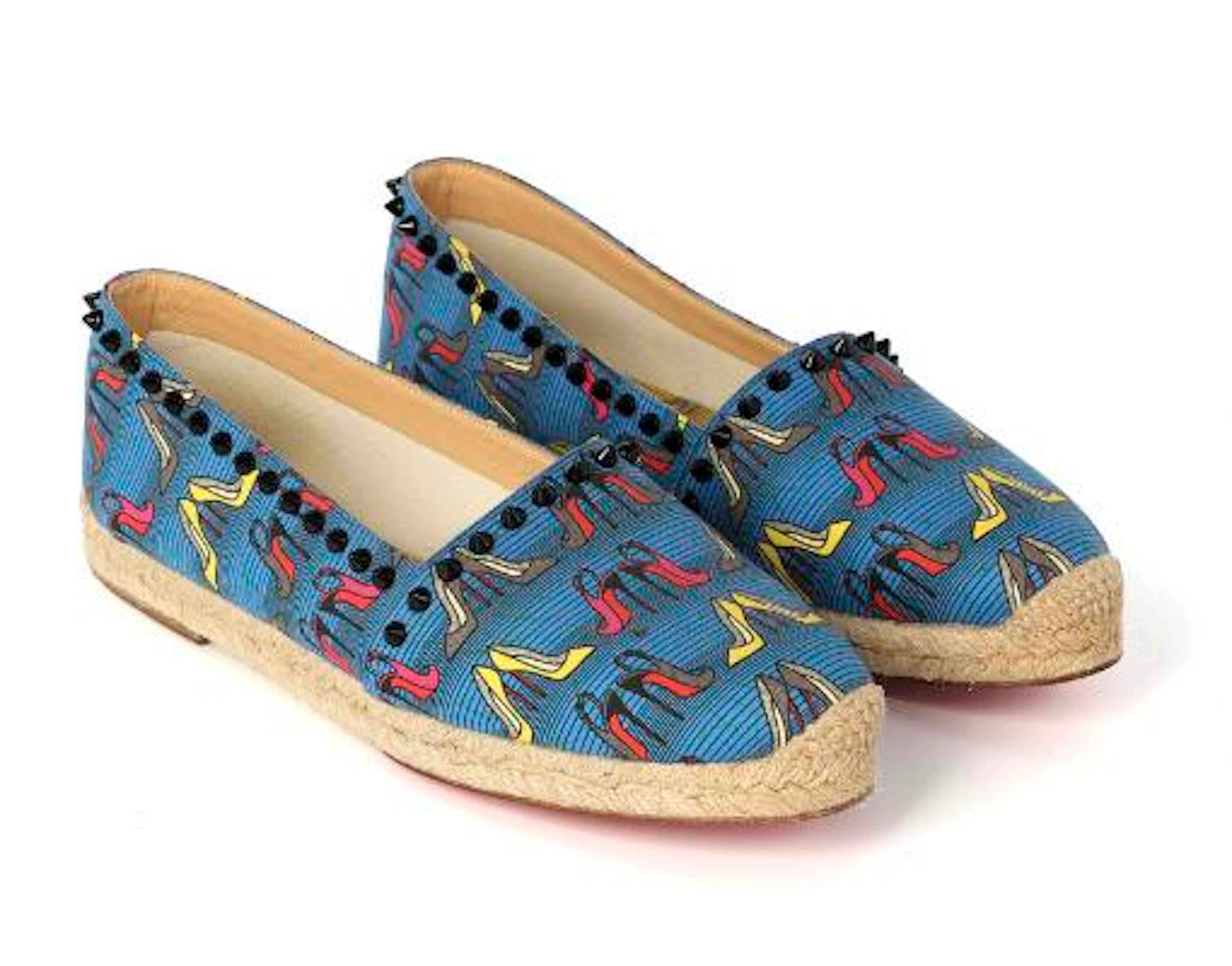 Christian Louboutin: A pair of espadrilles in blue/printed canvas